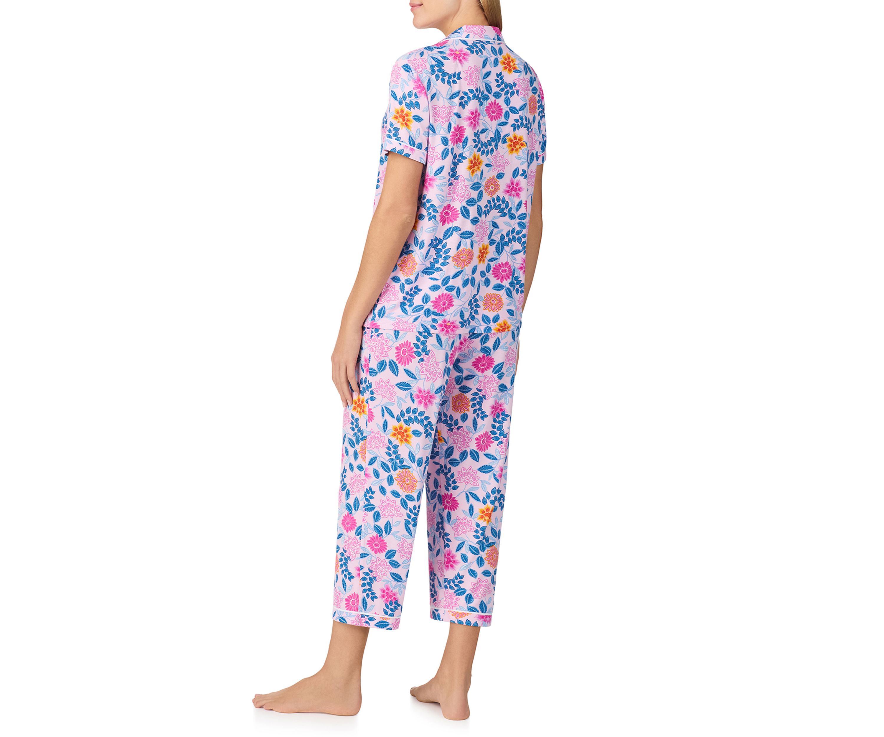 Womens Short Sleeve Notch Collar Pajama Set