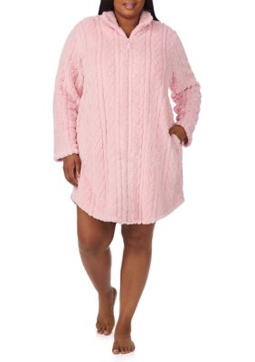 Ellen Tracy Women's Pus Size Short Zipper Robe