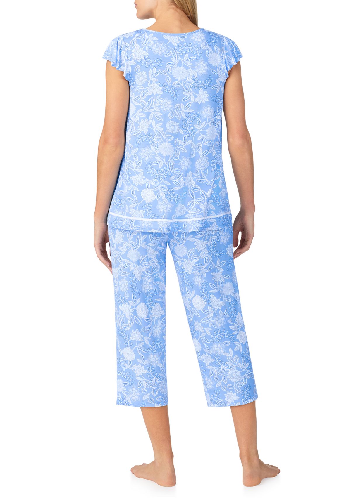Womens Short Sleeve Cropped Pajama Set
