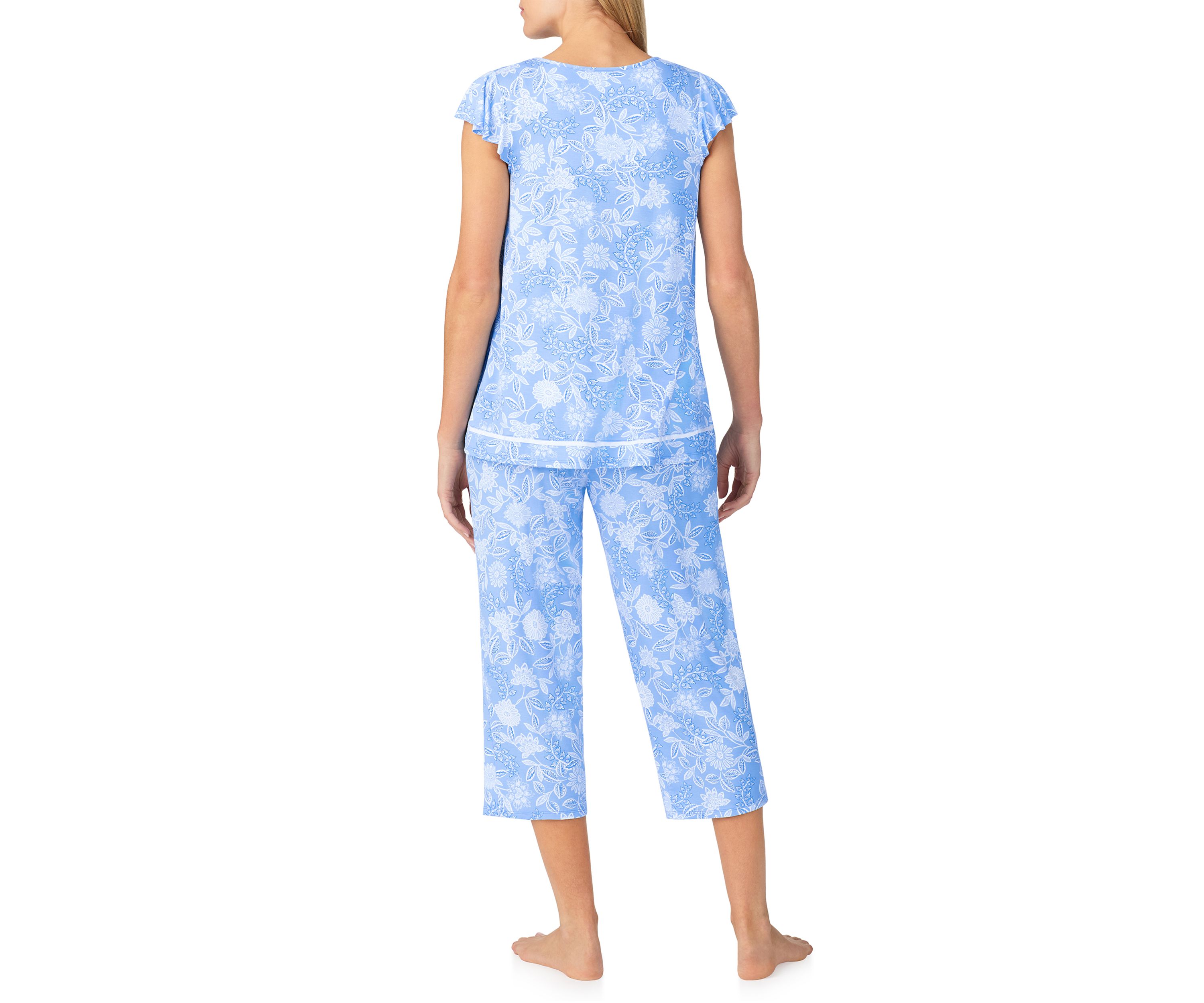 Womens Short Sleeve Cropped Pajama Set