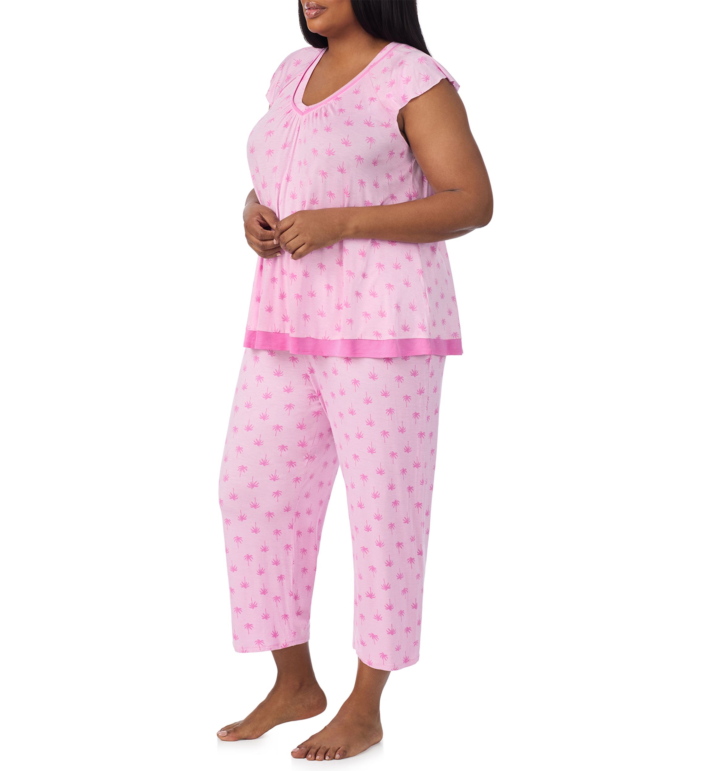 Cropped Printed Pajama Set