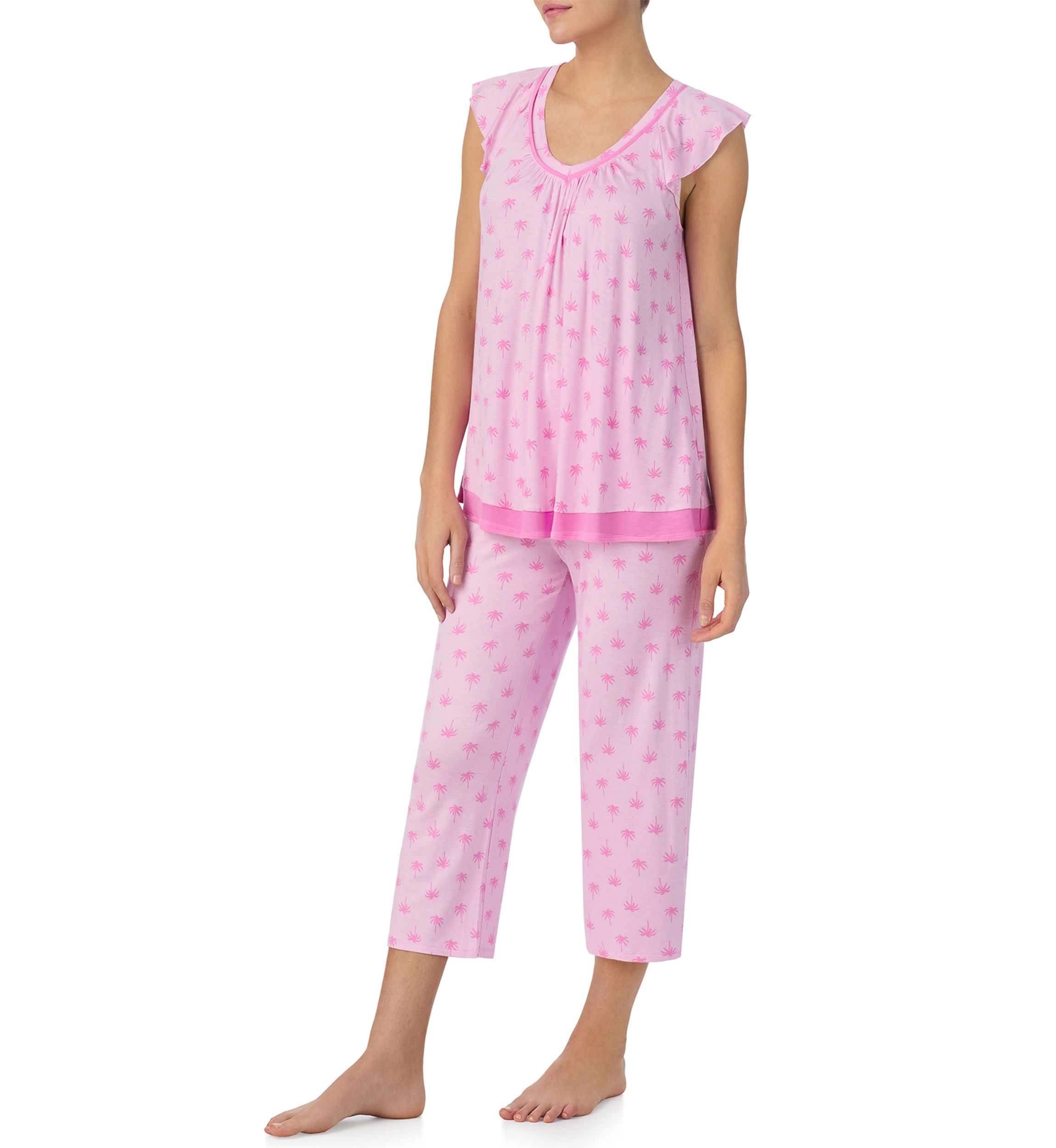 Cropped Printed Pajama Set