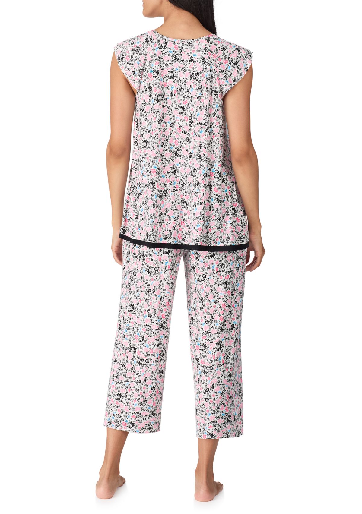Printed Flutter Sleeve Top and Printed Pajama Pants Set