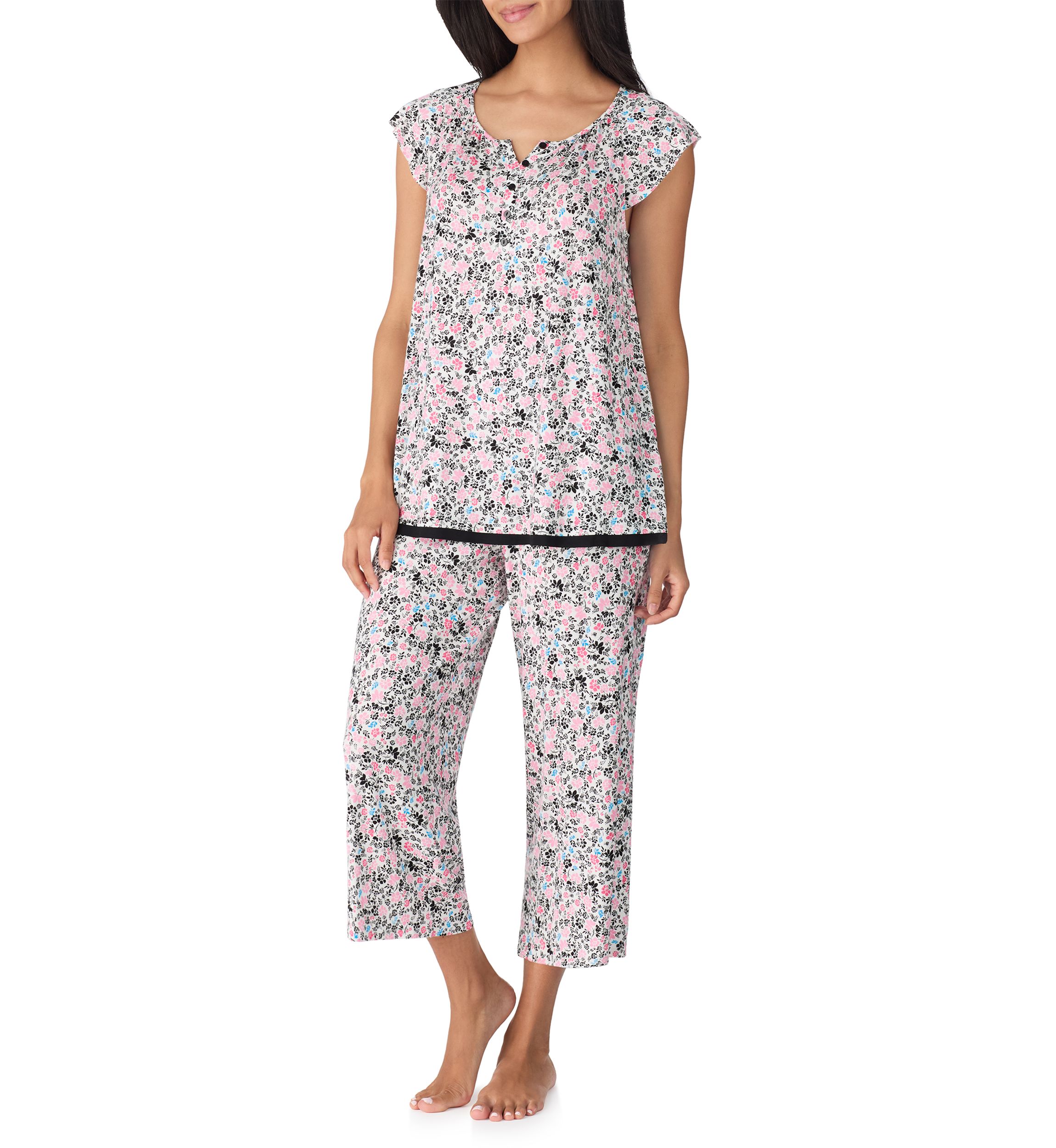 Printed Flutter Sleeve Top and Printed Pajama Pants Set