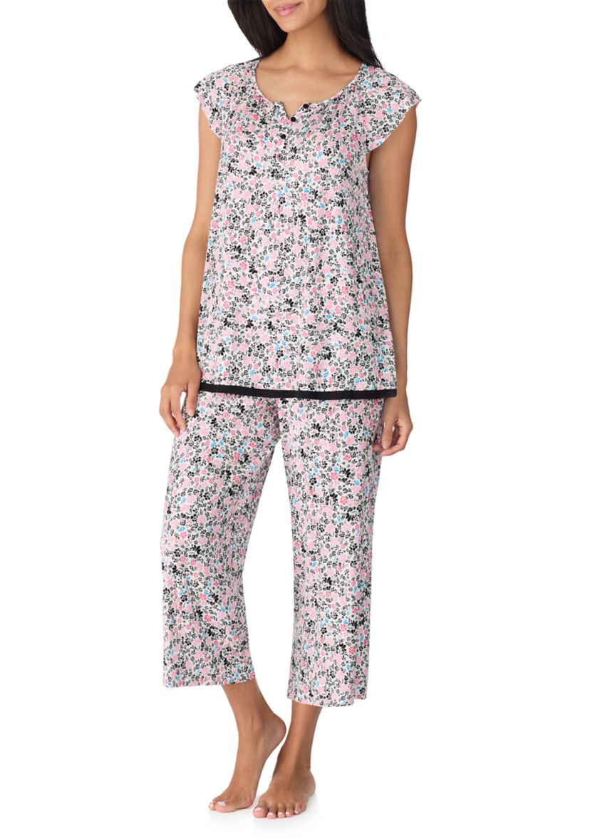 Printed Flutter Sleeve Top and Printed Pajama Pants Set