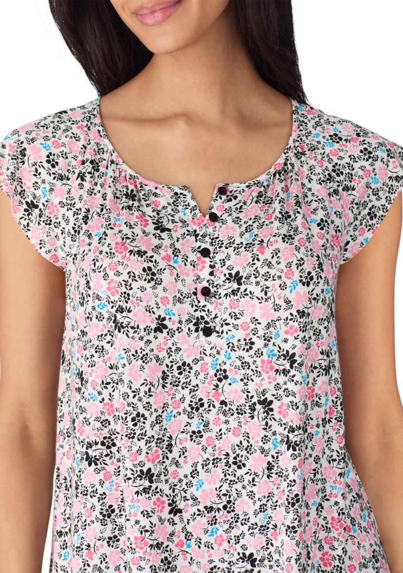 Printed Flutter Sleeve Top and Printed Pajama Pants Set