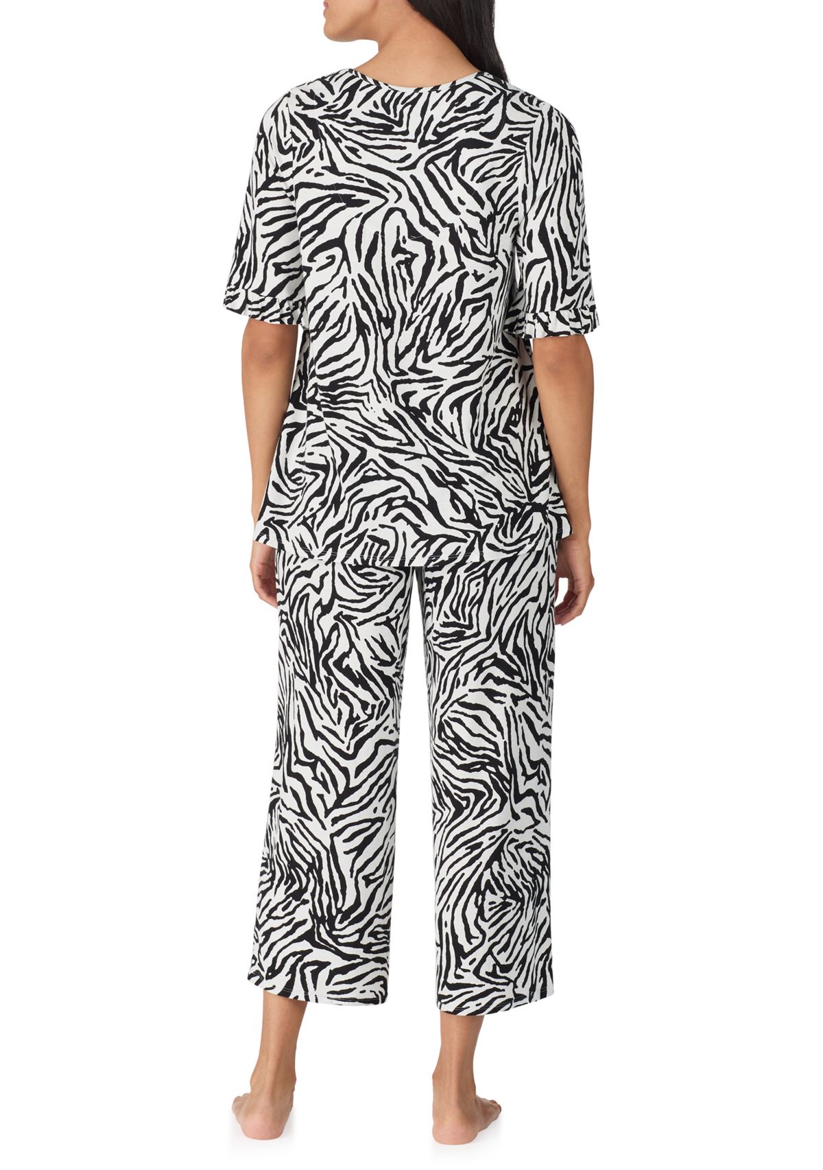 Elbow Cropped Printed Pajama Set