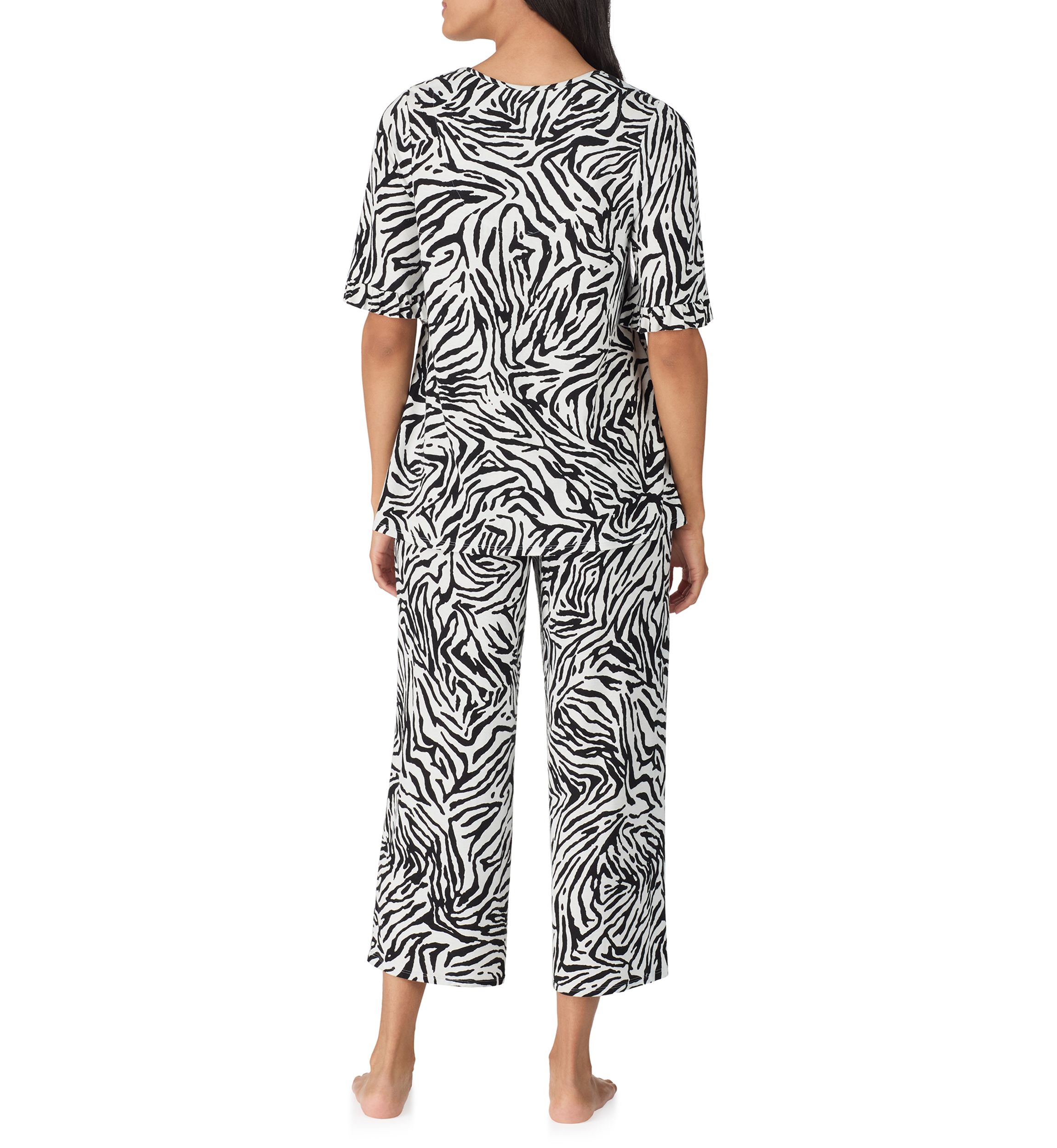 Elbow Cropped Printed Pajama Set