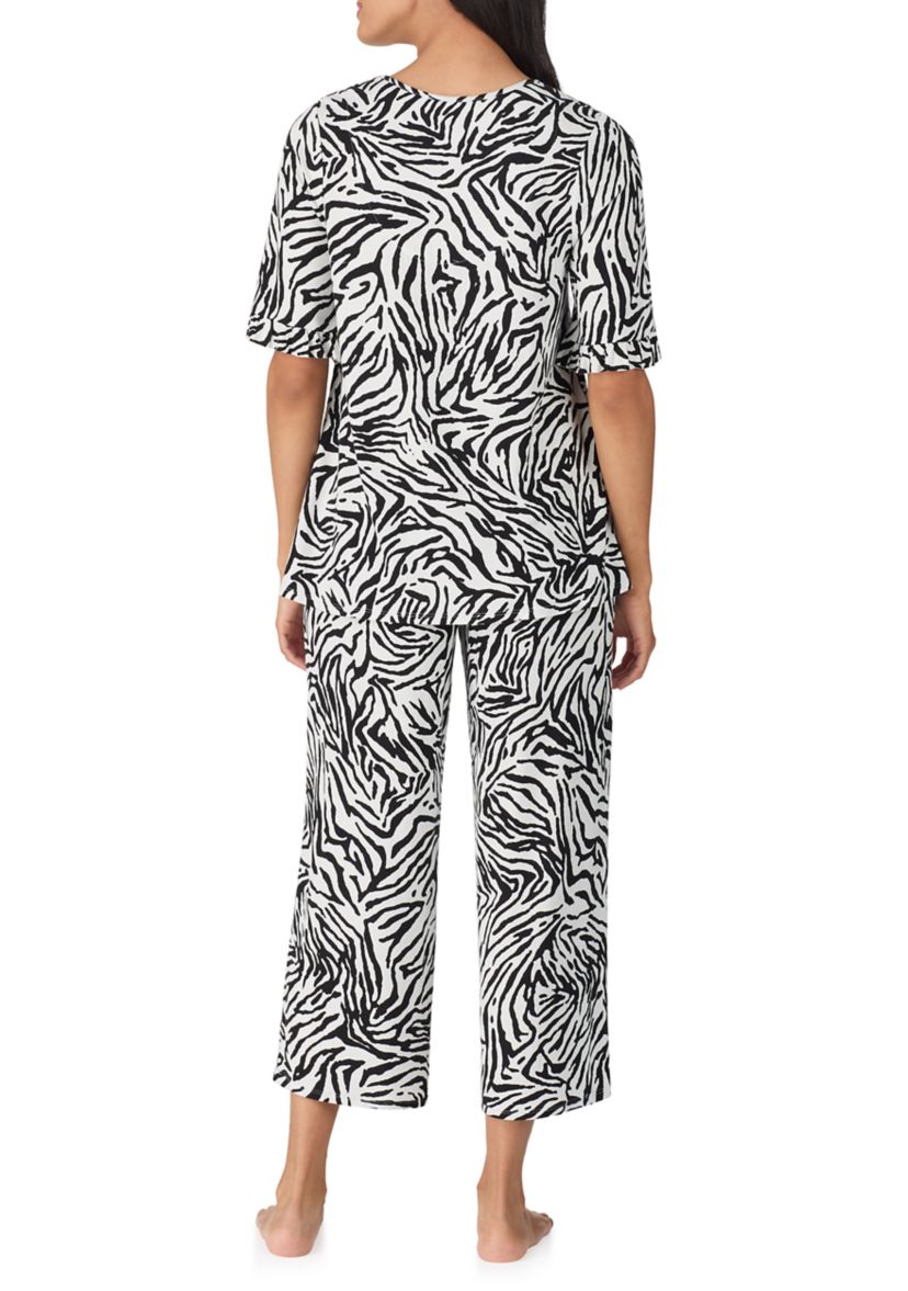 Elbow Cropped Printed Pajama Set
