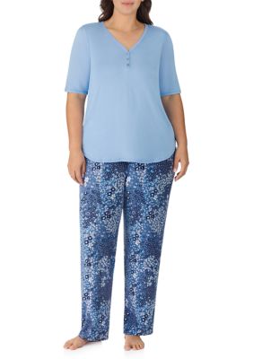 Ellen Tracy Women's Plus Size 3/4 Sleeve Pajama Set, 3X