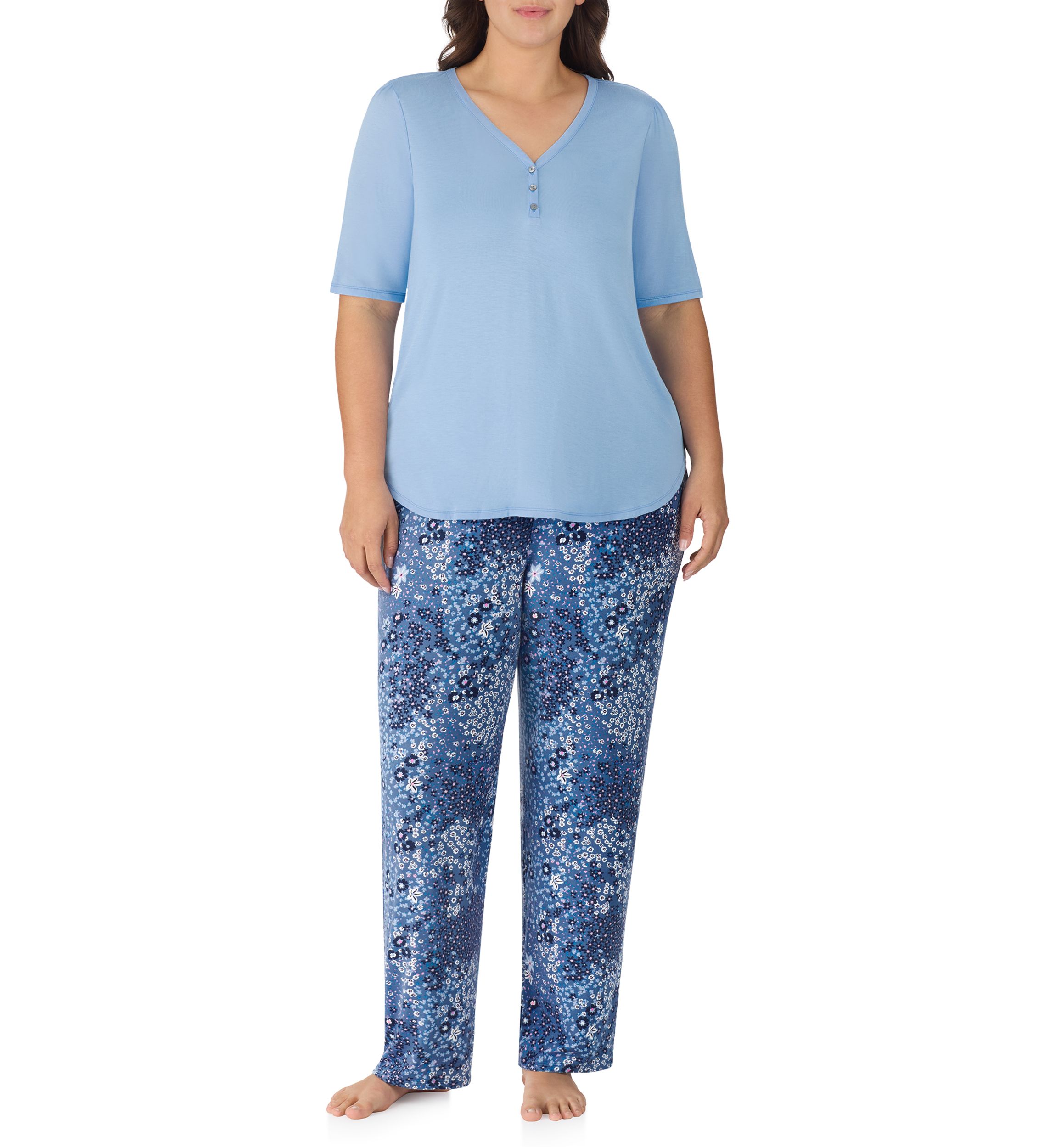 Plus Size 3/4 Sleeve Pajama Set