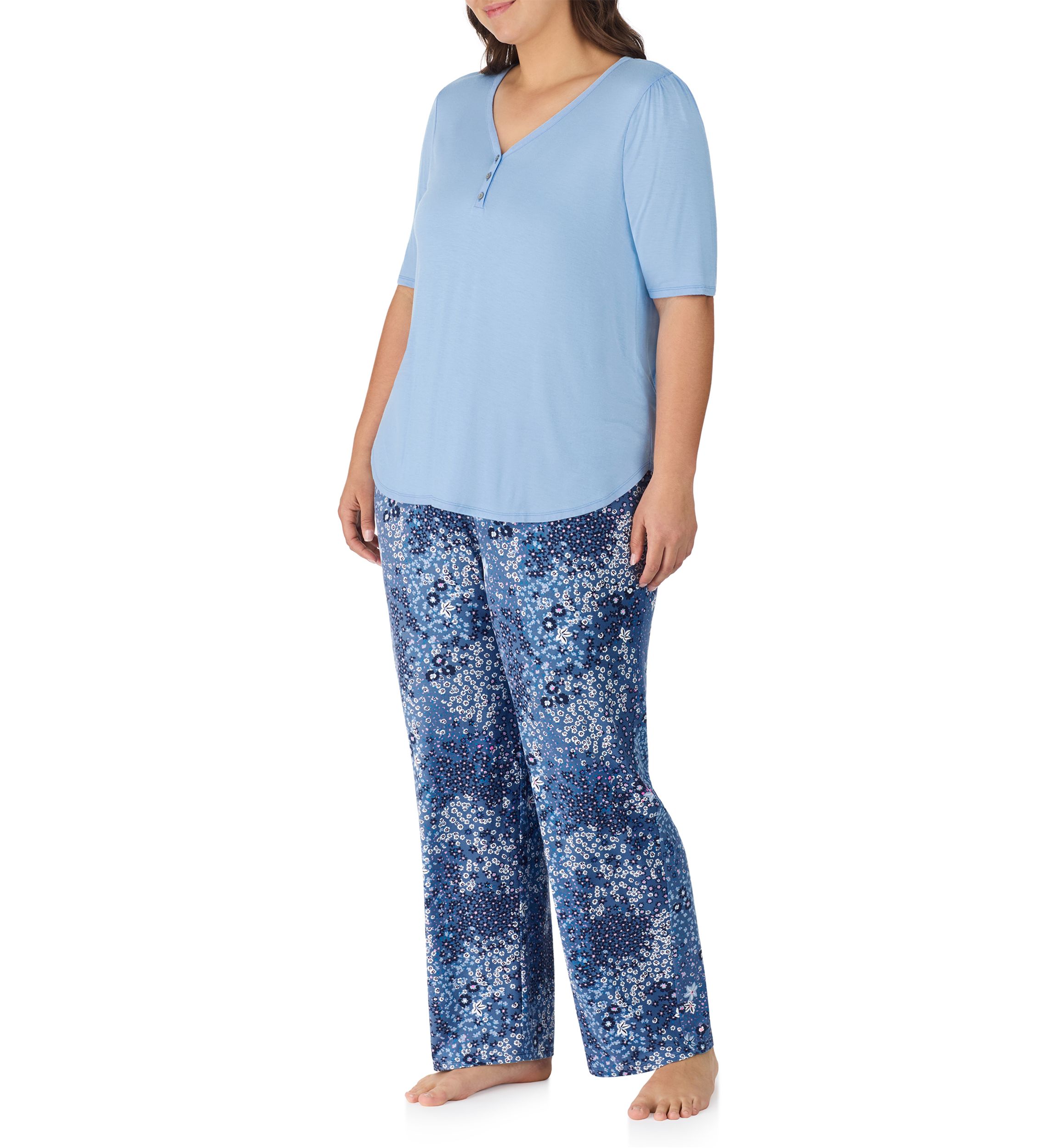 Plus Size 3/4 Sleeve Pajama Set