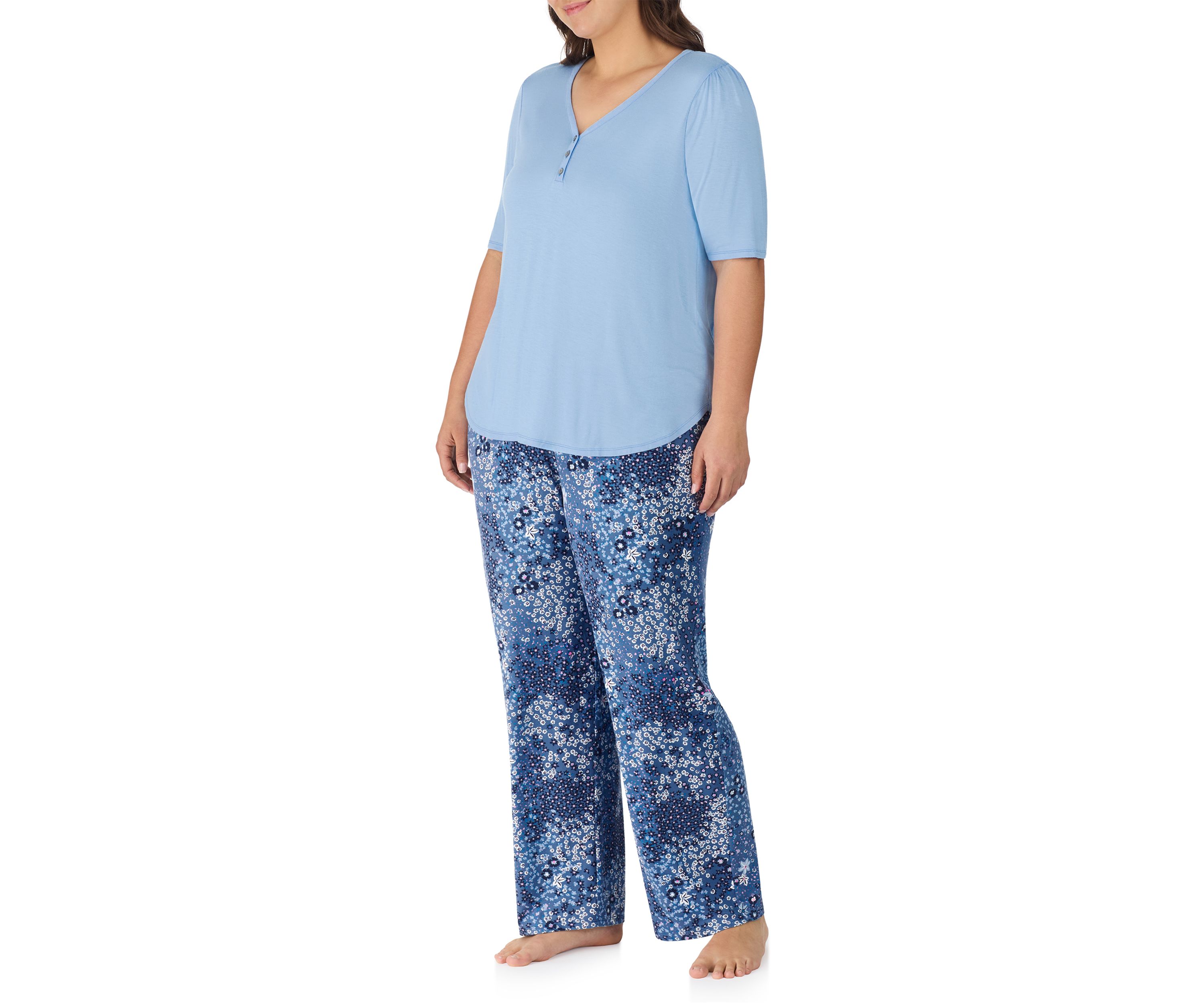 Plus Size 3/4 Sleeve Pajama Set