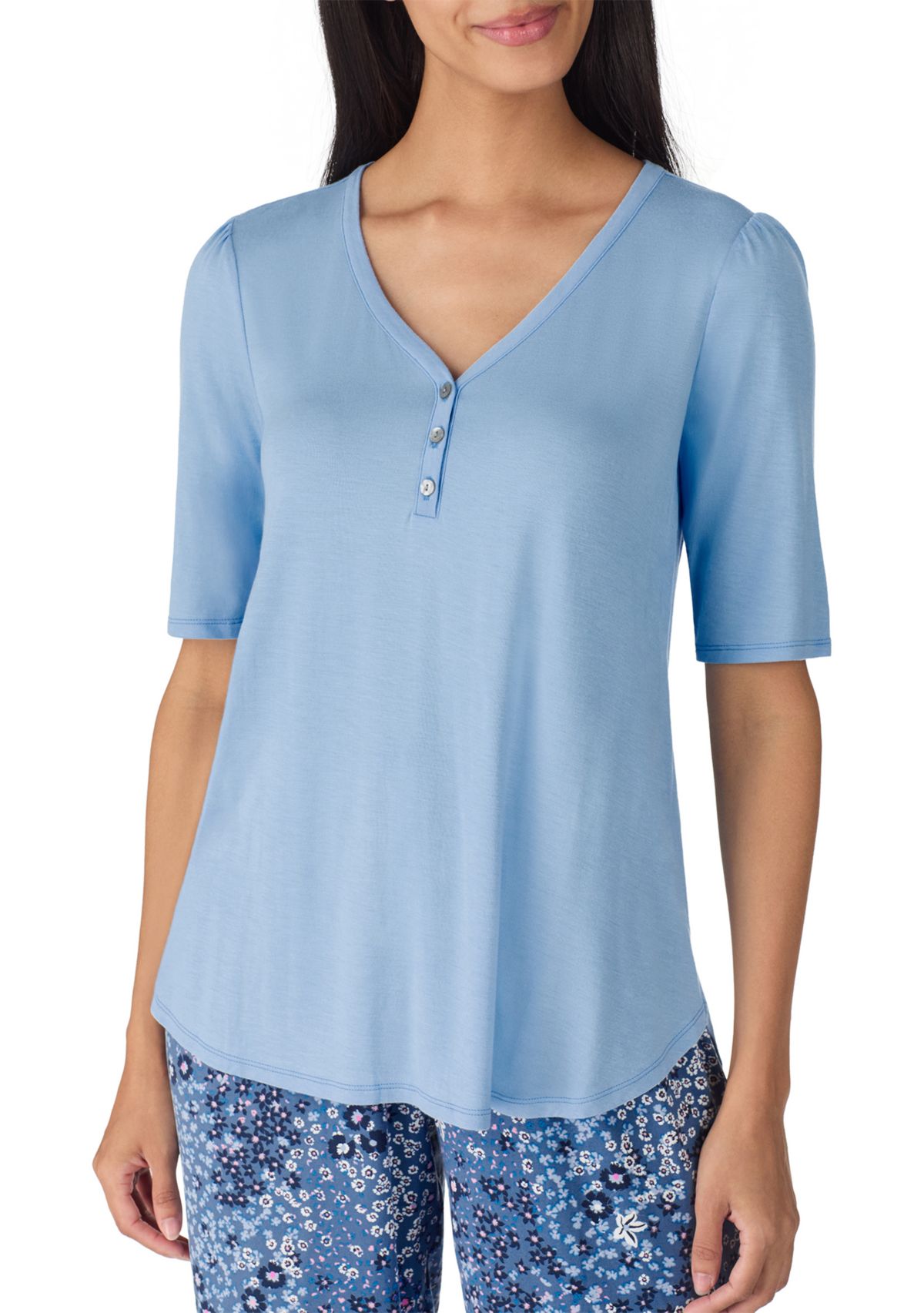 Above Elbow Sleeve Long Wide Leg Pant Pajama Set