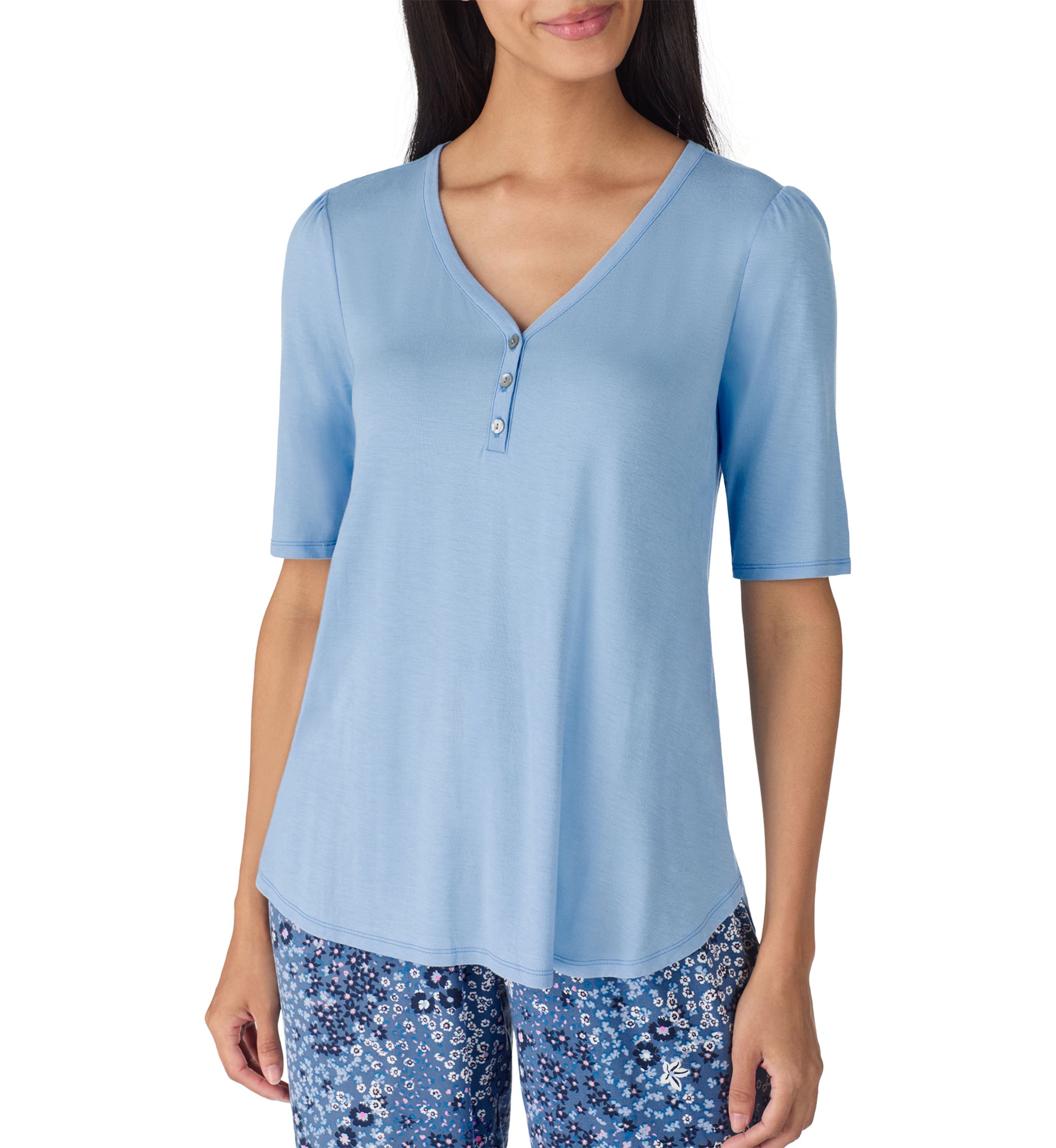 Above Elbow Sleeve Long Wide Leg Pant Pajama Set