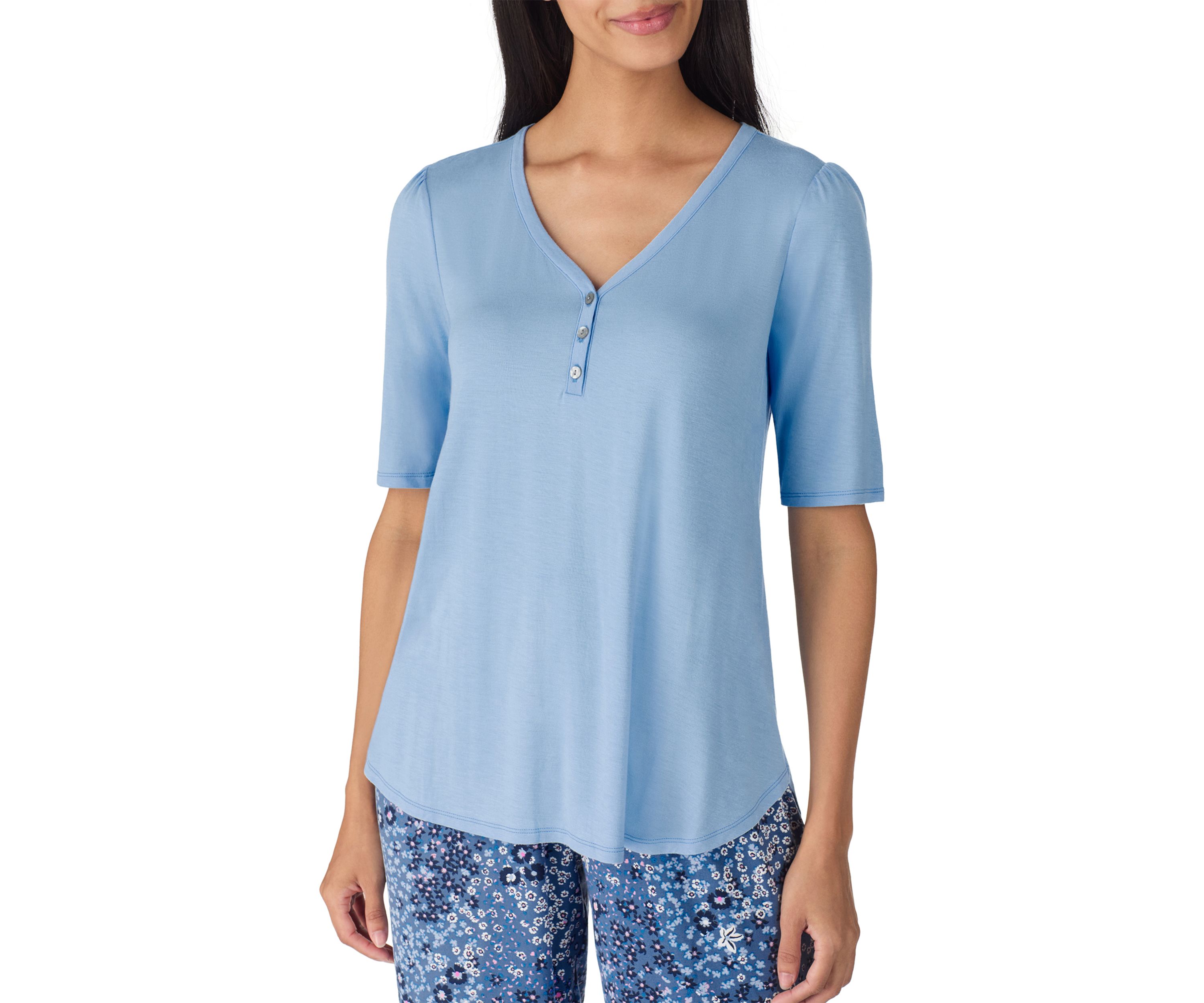 Above Elbow Sleeve Long Wide Leg Pant Pajama Set
