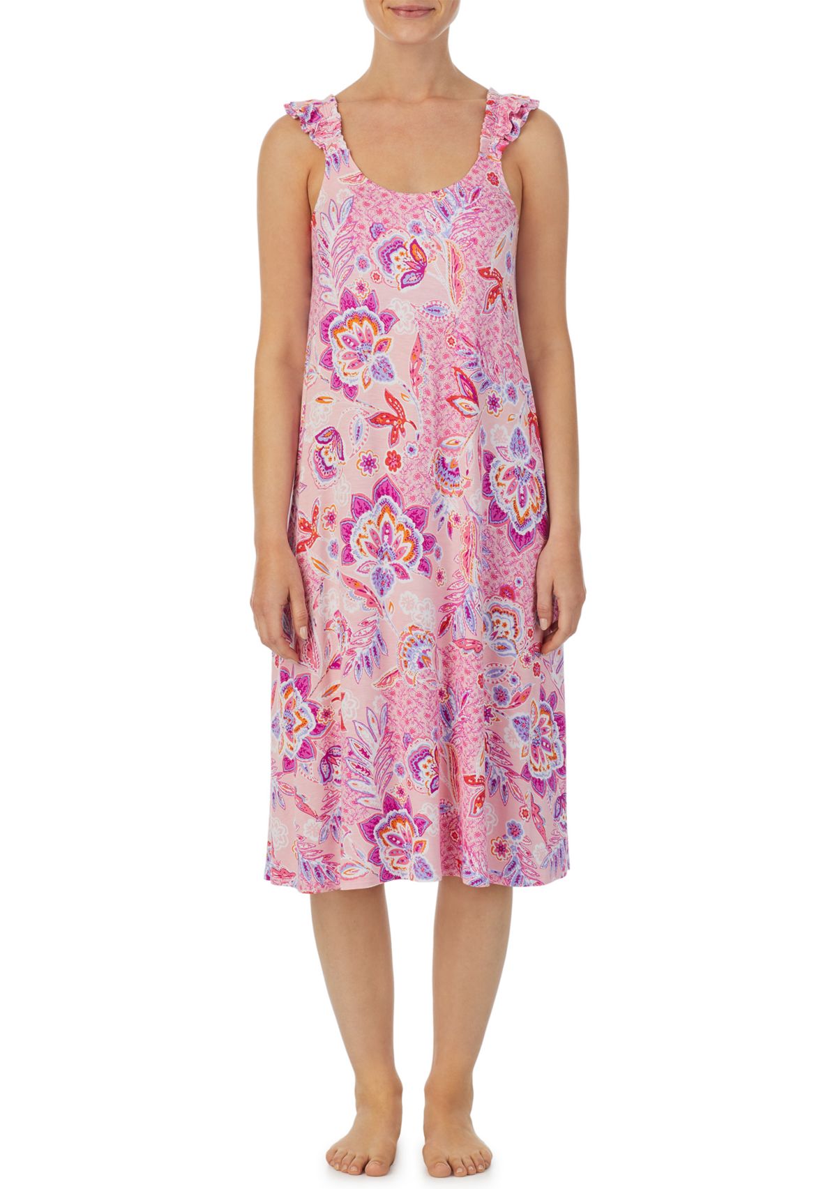 Sleeveless Midi Nightgown with Soft Bra