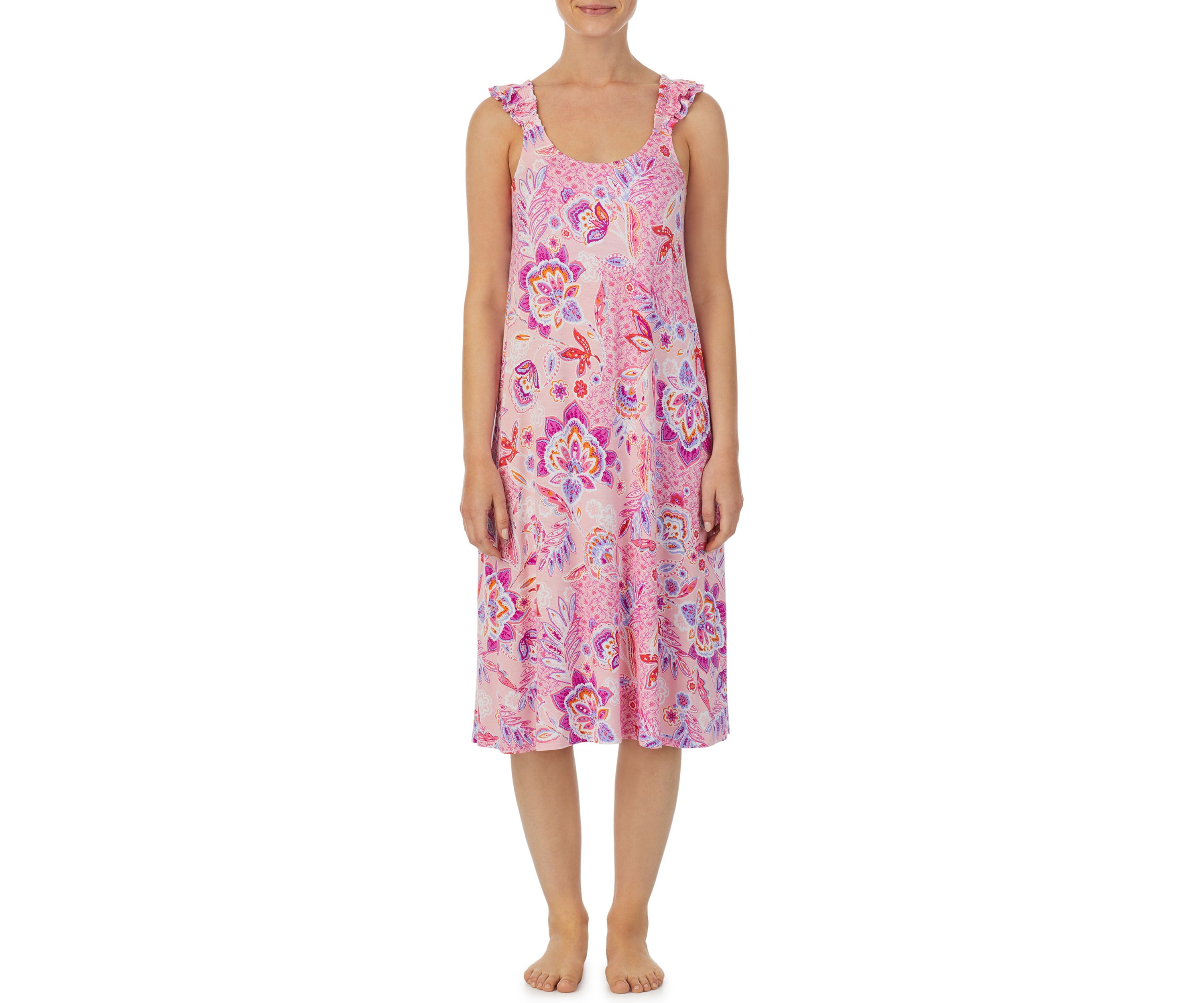 Sleeveless Midi Nightgown with Soft Bra