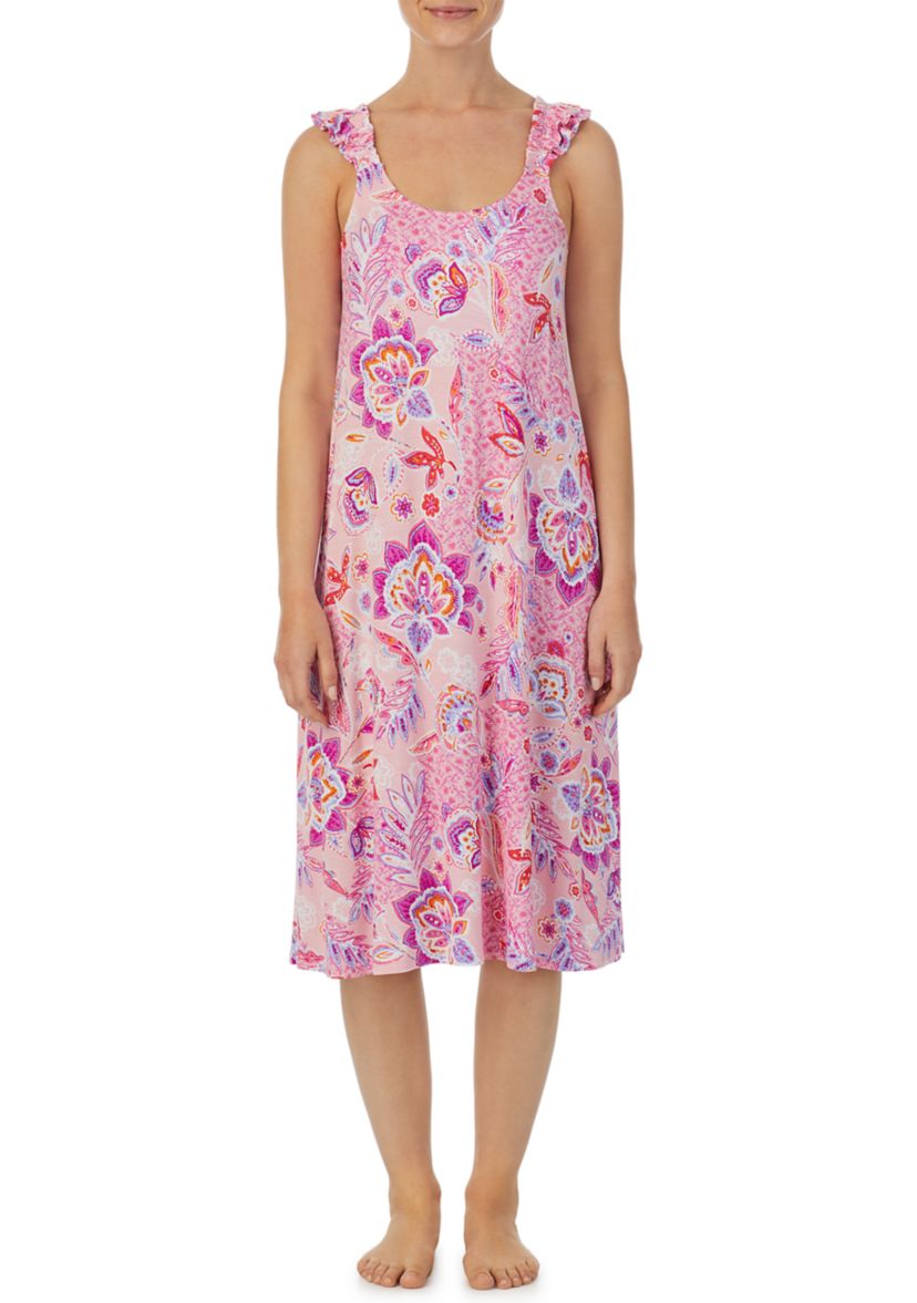 Sleeveless Midi Nightgown with Soft Bra