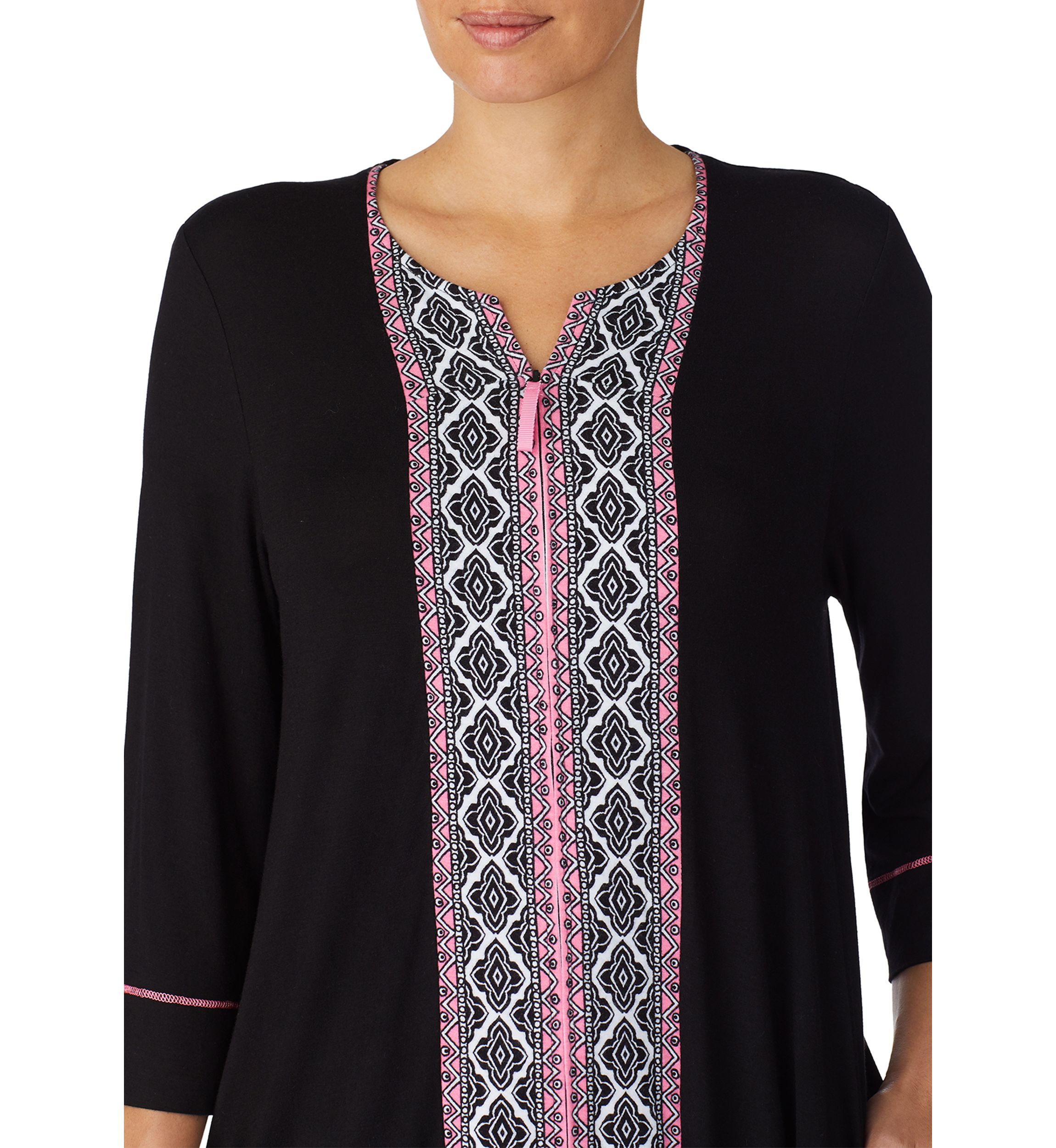 3/4 Sleeve Short Zip Robe