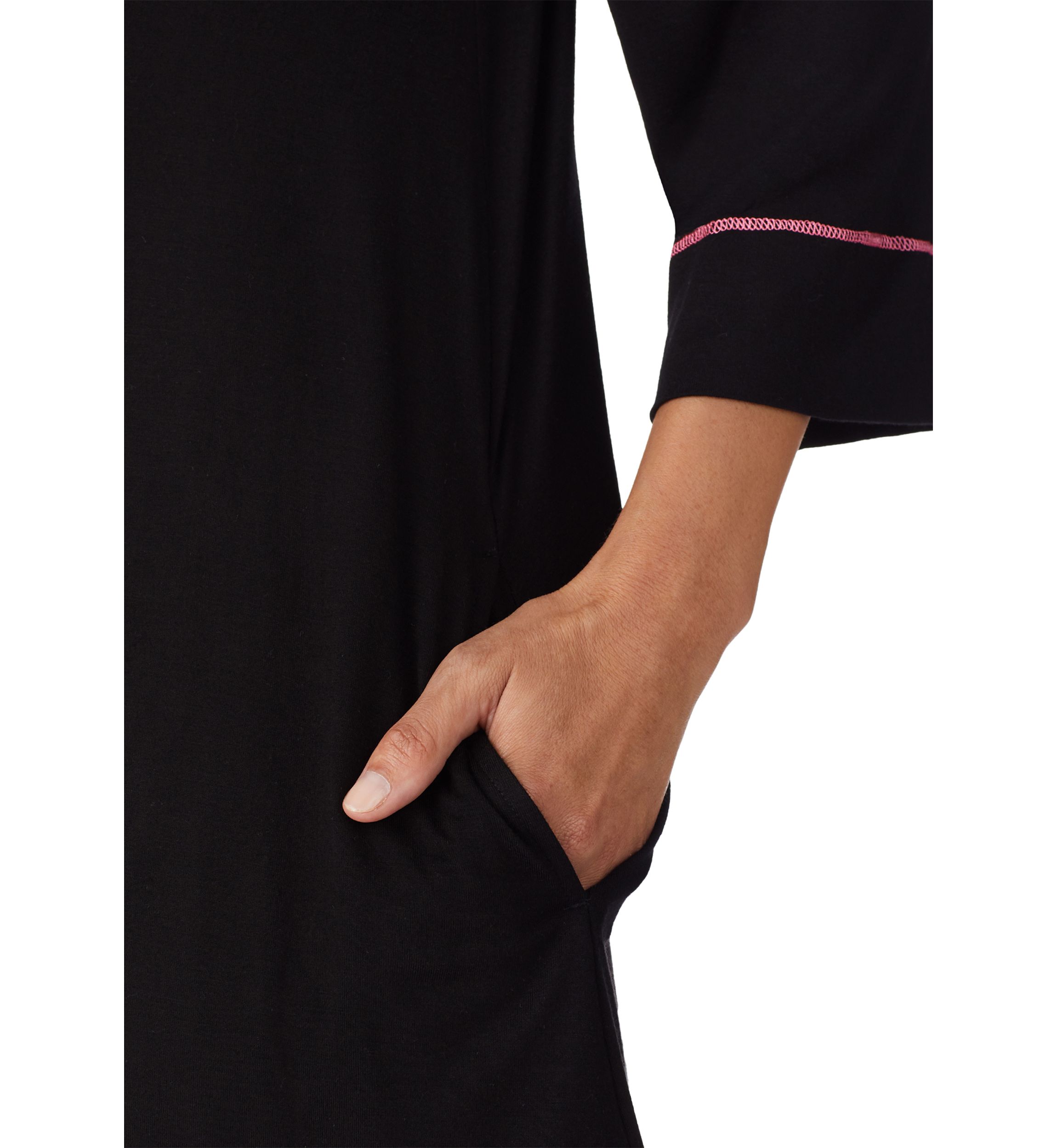 3/4 Sleeve Short Zip Robe