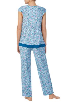 Ellen Tracy Women s Short Sleeve Shirt and Long Pants Pajama Set