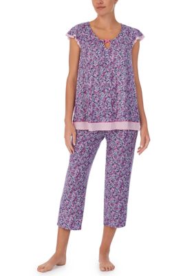 Nautica Women's Medium Pajama Set Short Sleeve Capri Pants Blue Stripes for  sale online