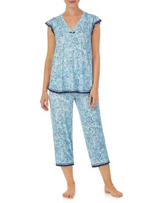 Joe Boxer Navy Licky Dots Sleepwear Sleeveless Shirt Capri Pants Pajama Set