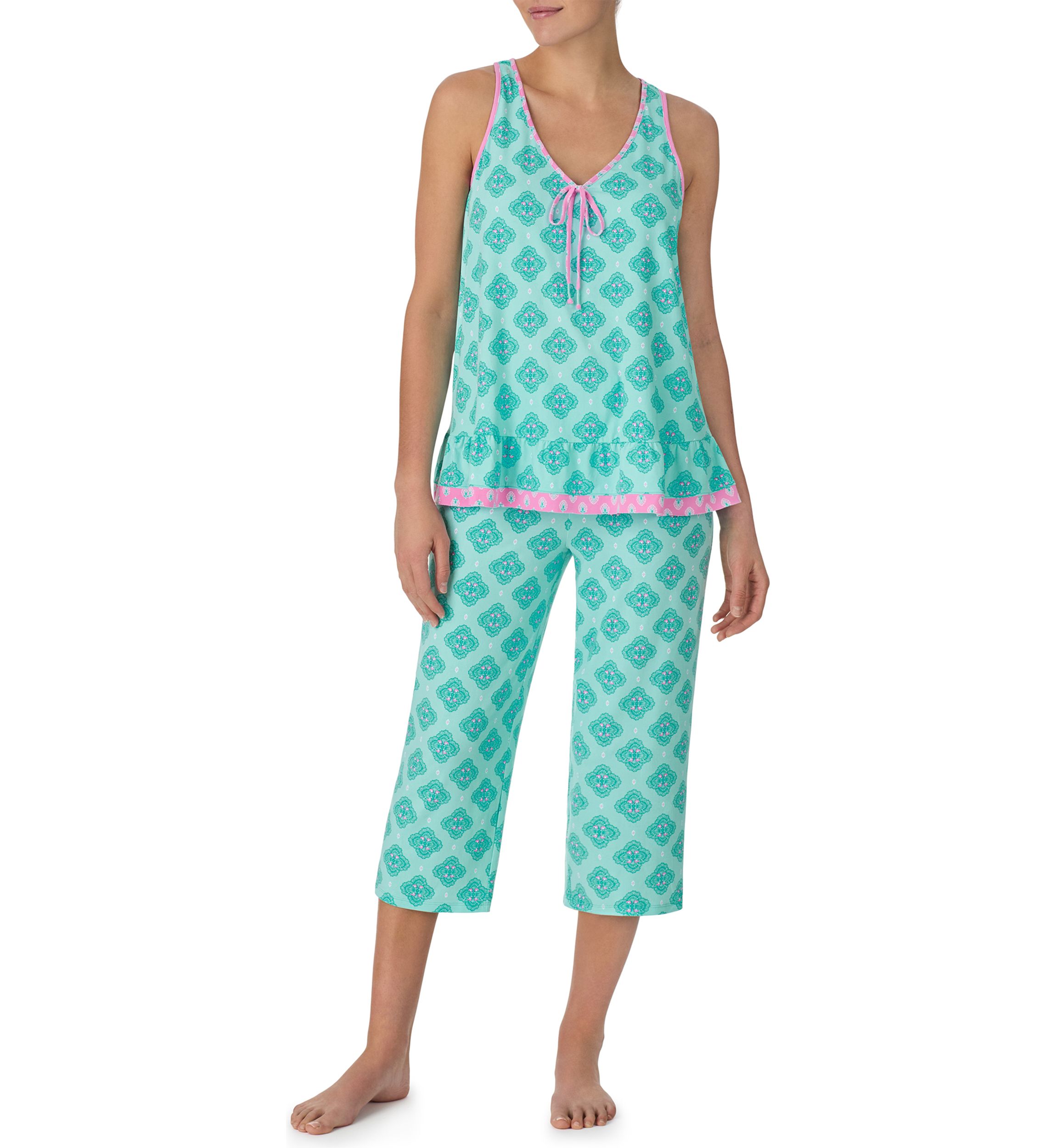 Printed Cropped Pajama Set