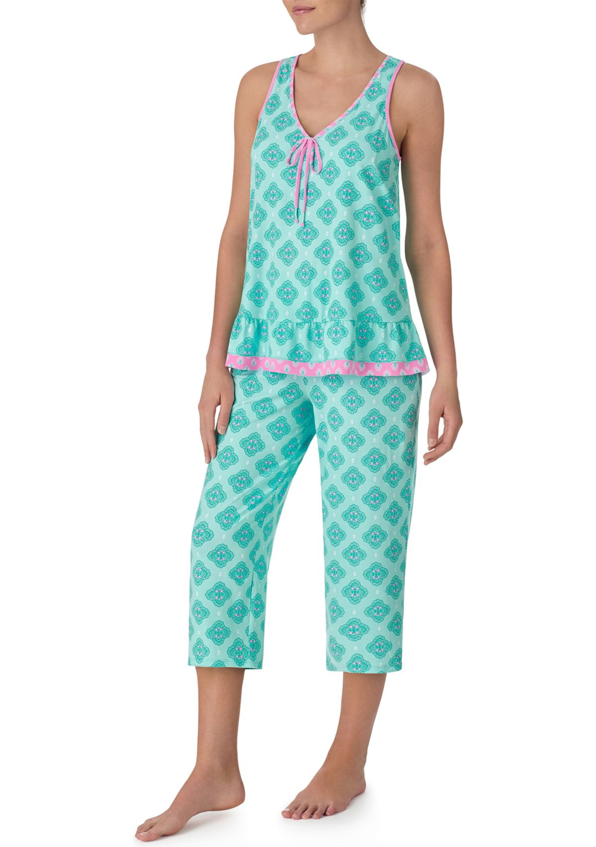 Printed Cropped Pajama Set