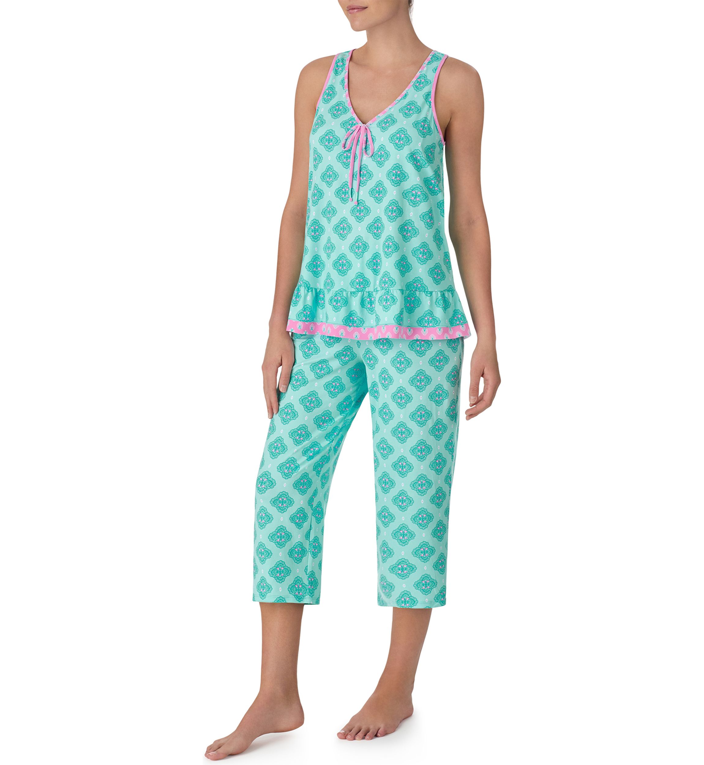Printed Cropped Pajama Set