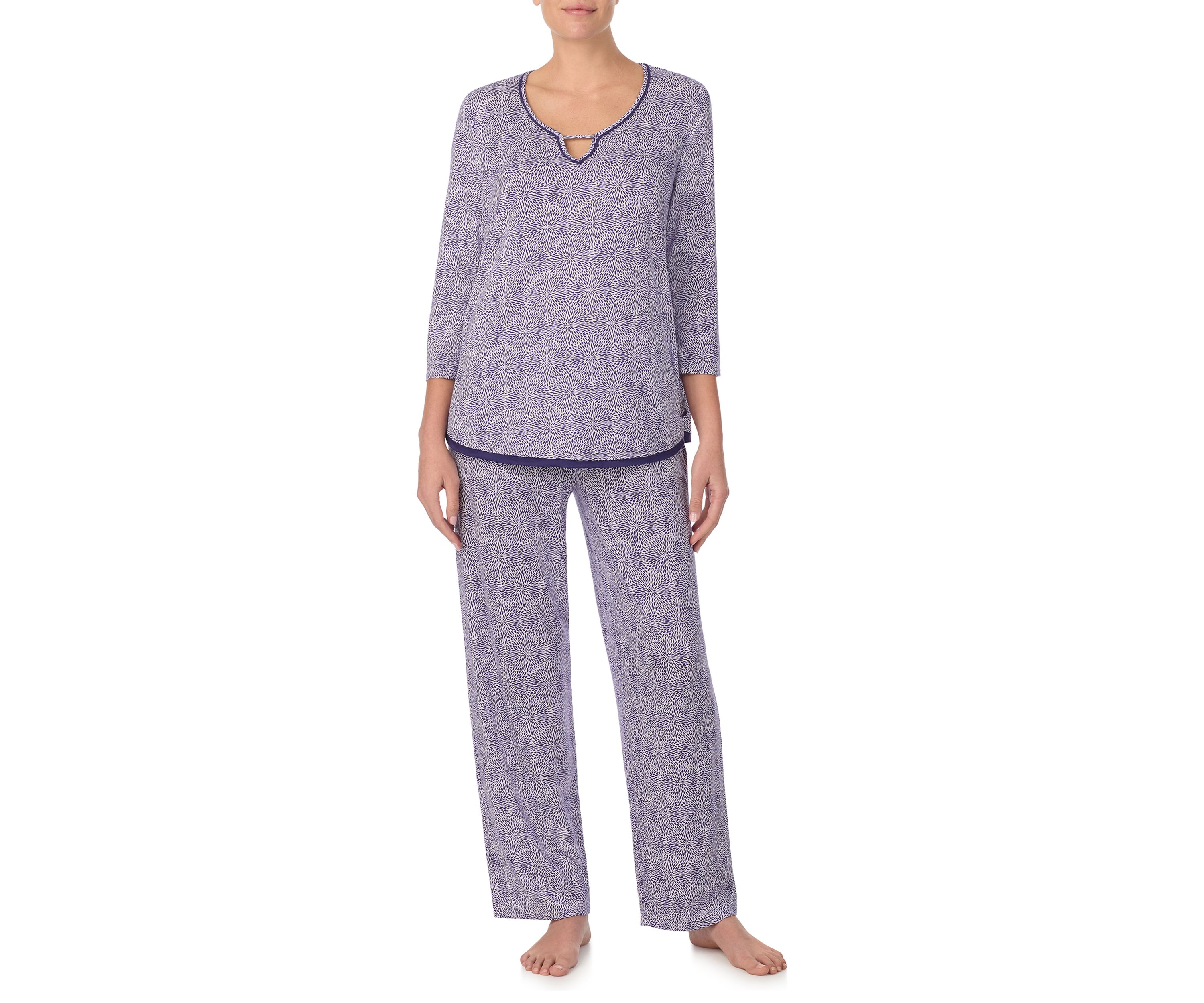 3/4 Sleeve Keyhole Shirt and Pants Set 