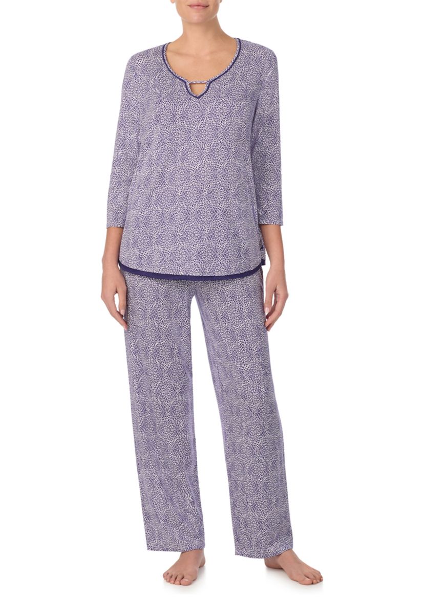 3/4 Sleeve Keyhole Shirt and Pants Set 