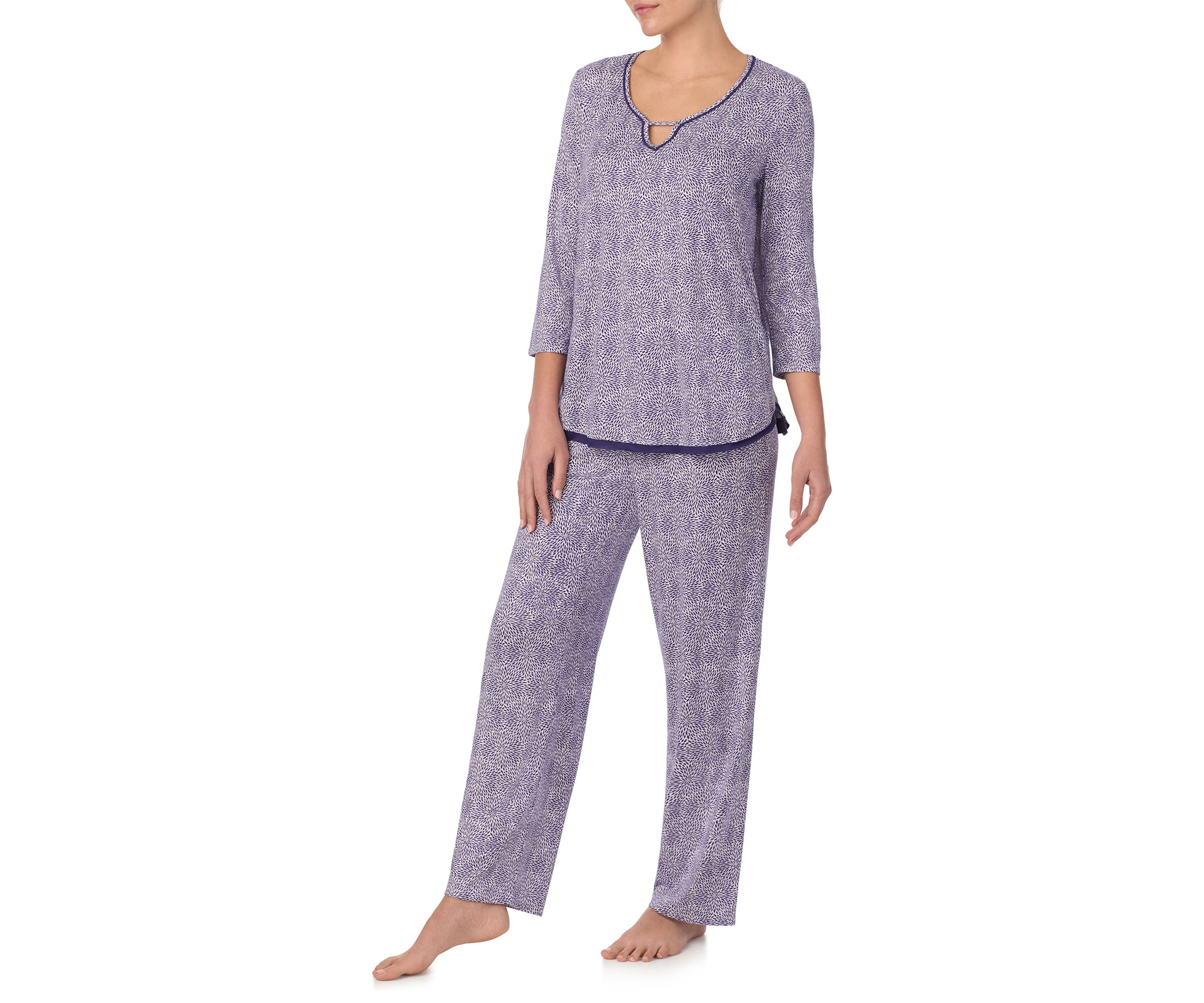 3/4 Sleeve Keyhole Shirt and Pants Set 
