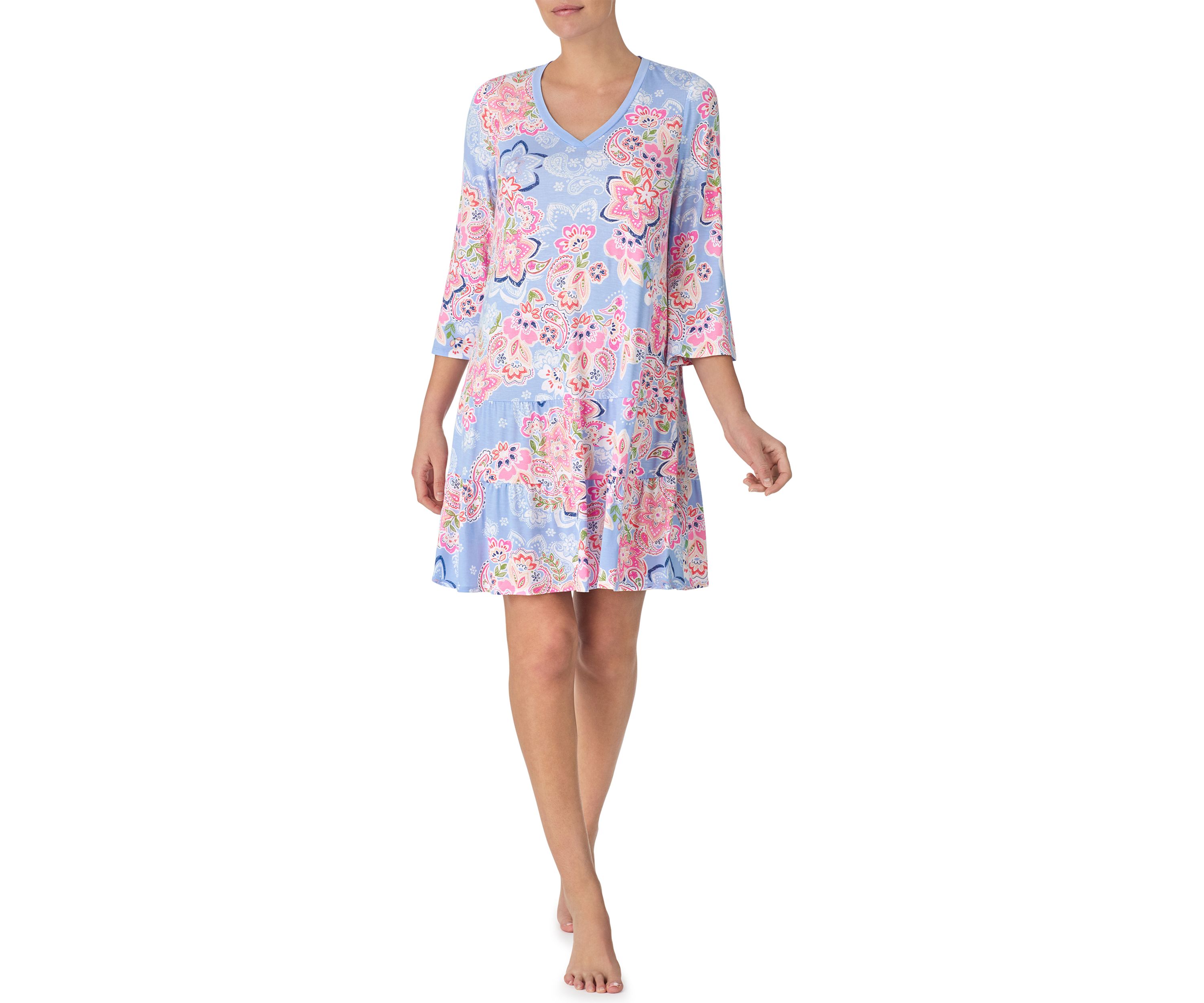 Womens 3/4 Sleeve Tunic Nightgown