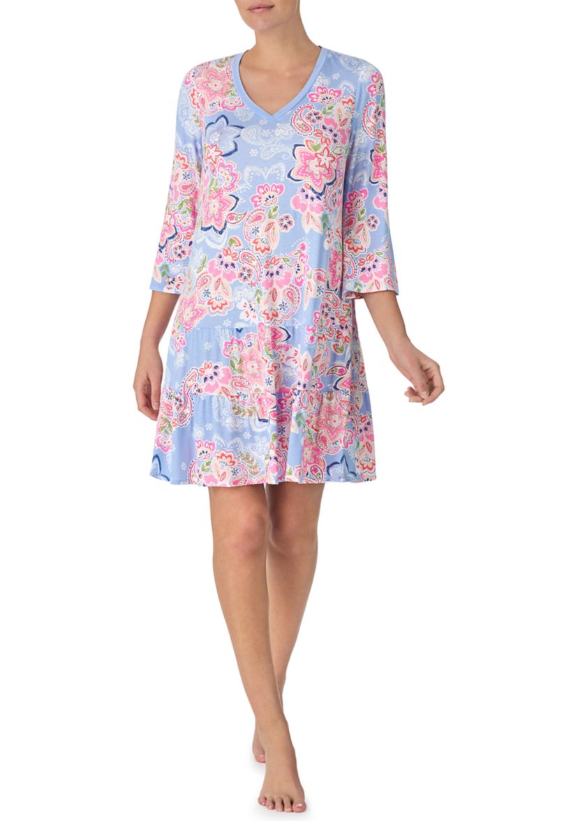 Womens 3/4 Sleeve Tunic Nightgown