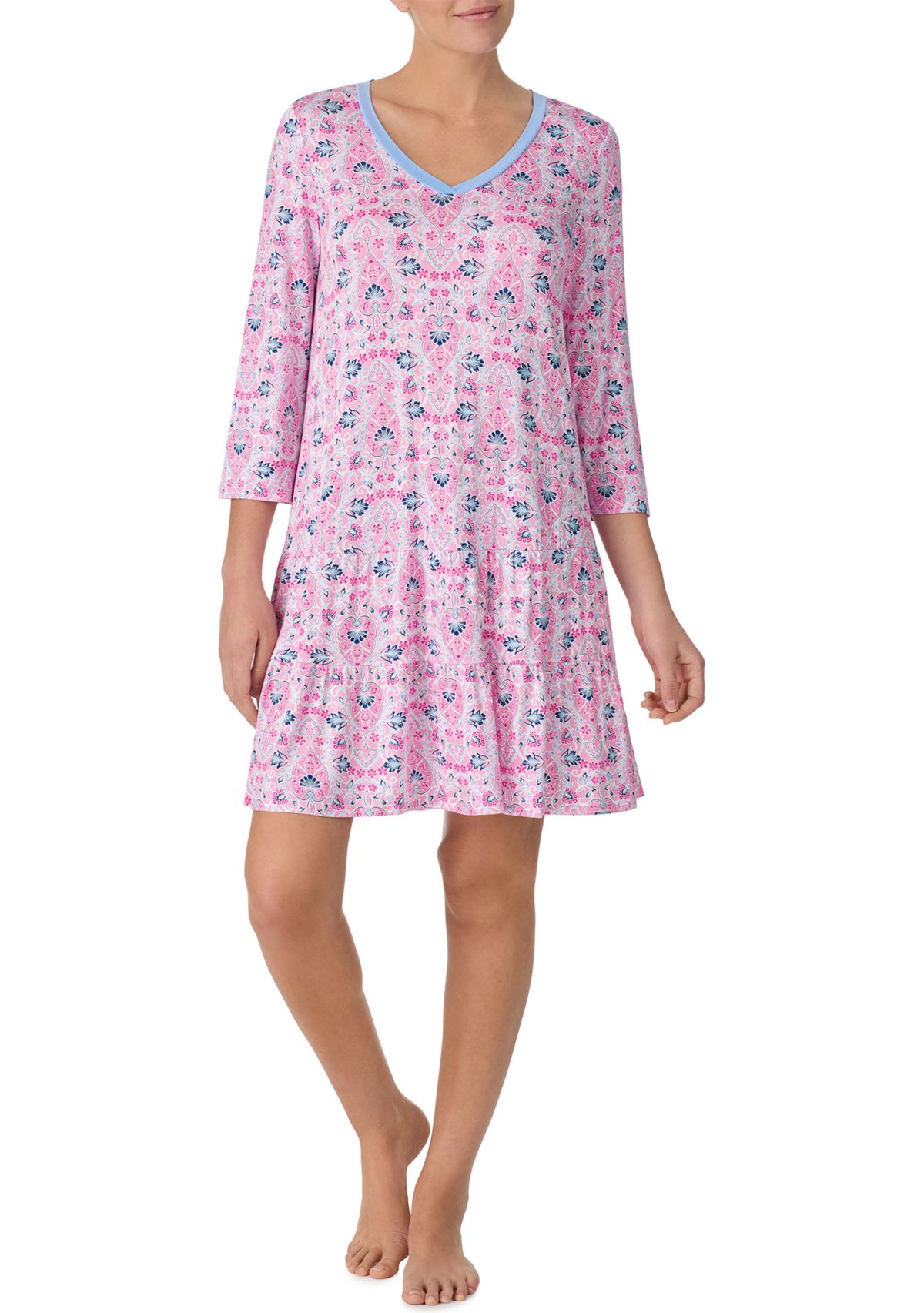 Womens 3/4 Sleeve Tunic Nightgown