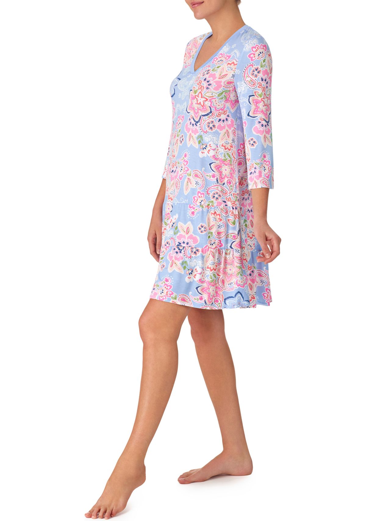 Womens 3/4 Sleeve Tunic Nightgown