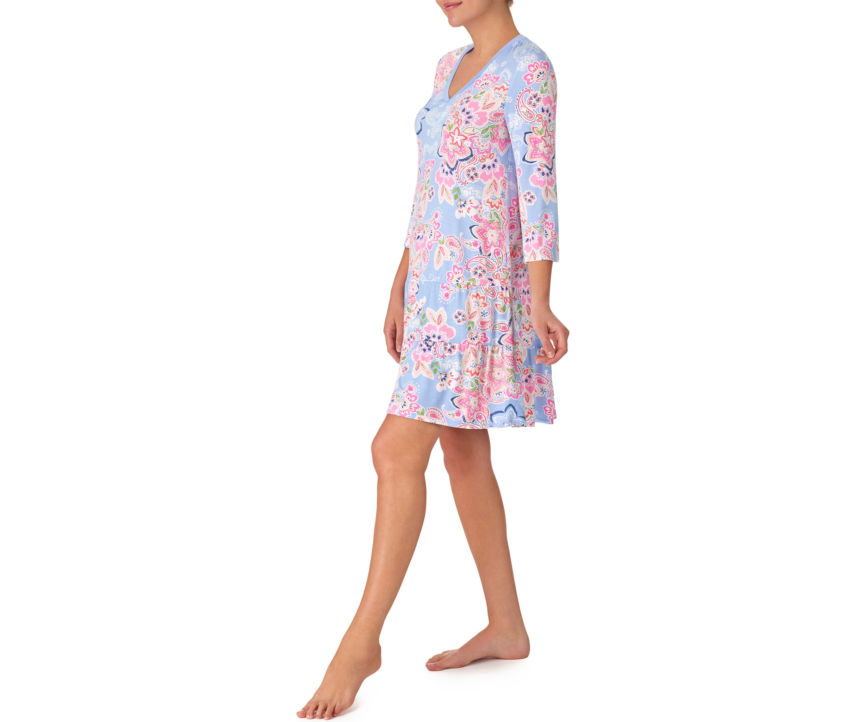 Womens 3/4 Sleeve Tunic Nightgown