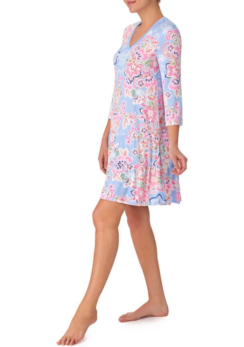 Womens 3/4 Sleeve Tunic Nightgown