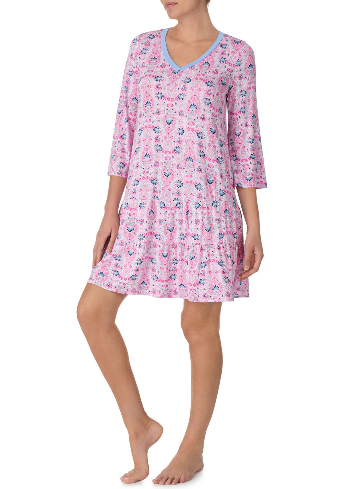 Womens 3/4 Sleeve Tunic Nightgown