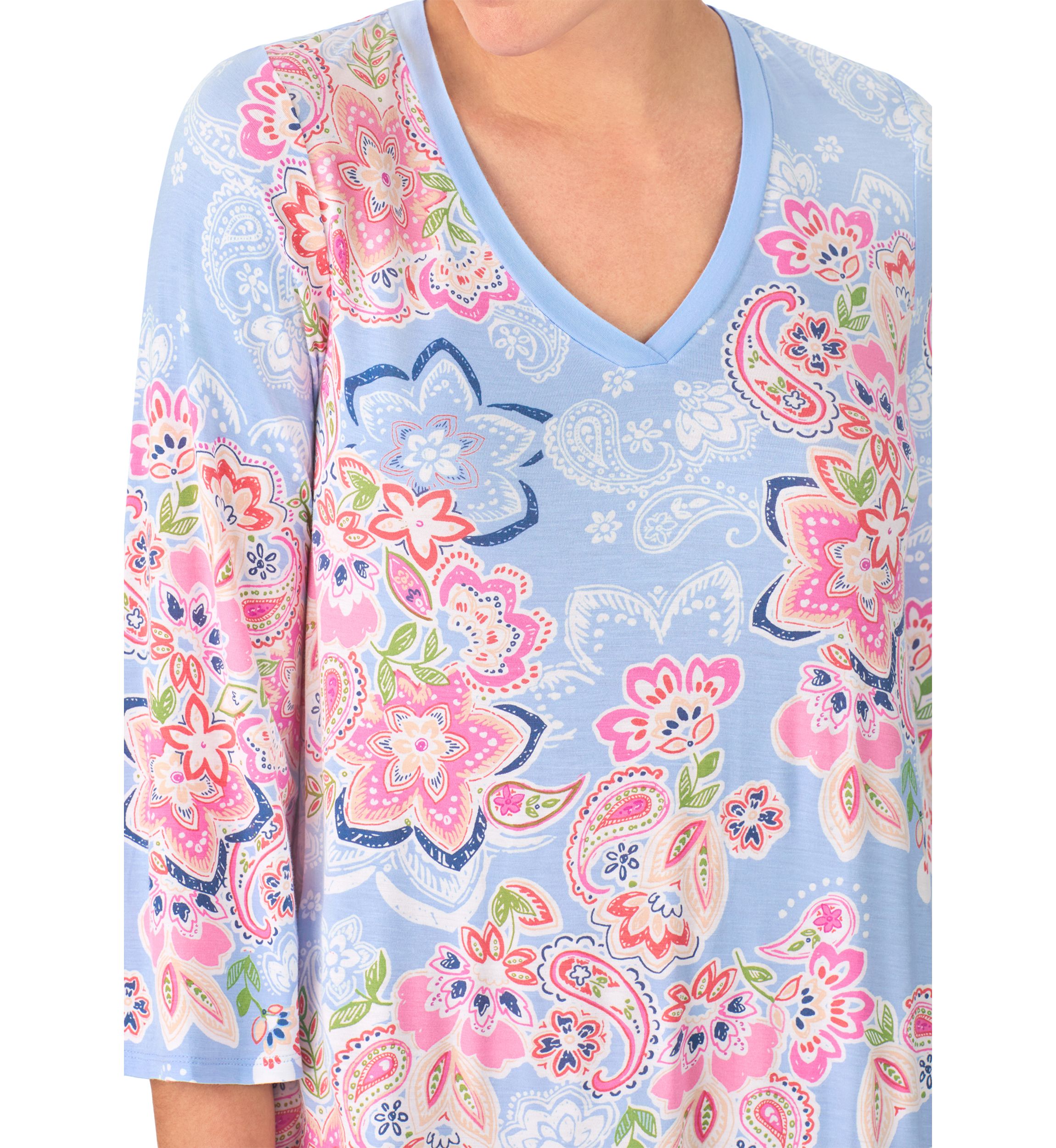 Womens 3/4 Sleeve Tunic Nightgown