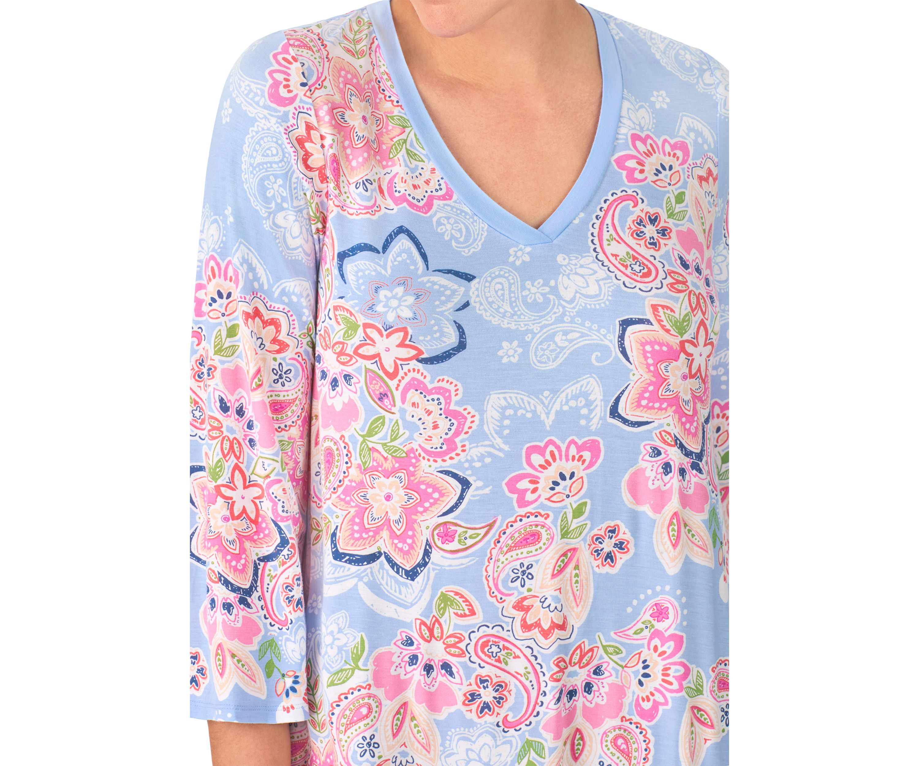 Womens 3/4 Sleeve Tunic Nightgown
