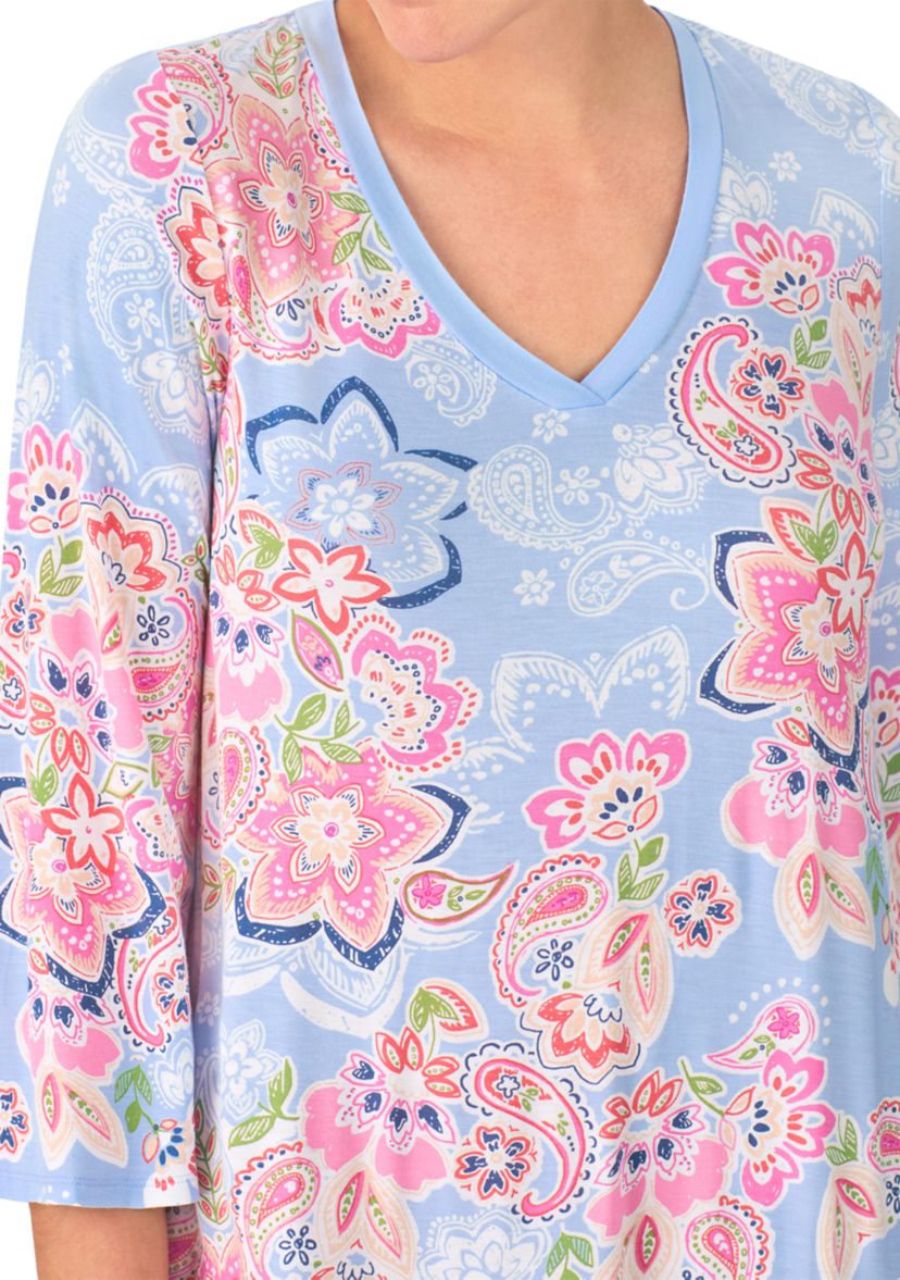 Womens 3/4 Sleeve Tunic Nightgown