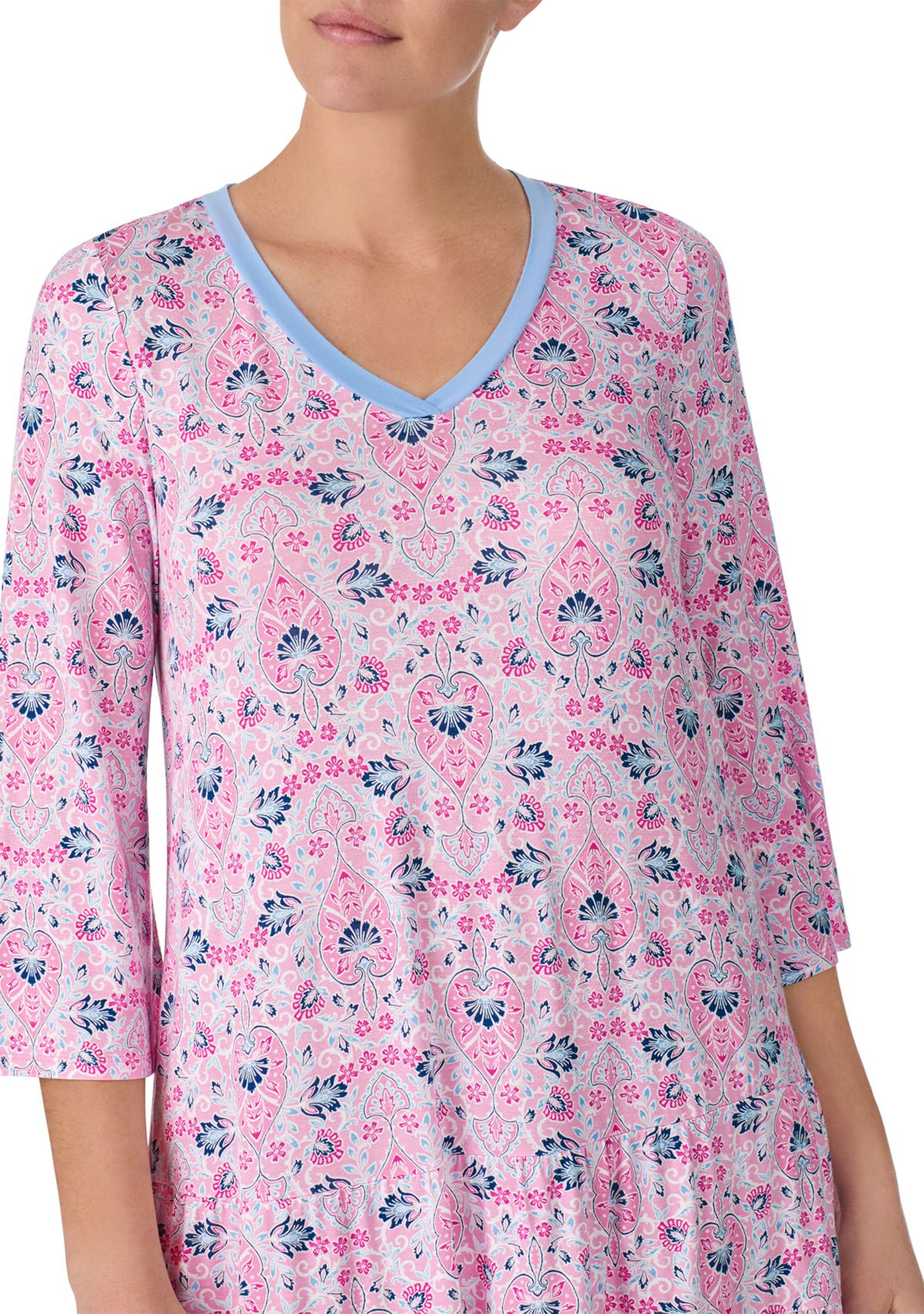 Womens 3/4 Sleeve Tunic Nightgown