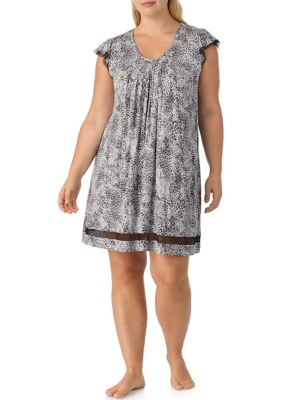 Ellen Tracy Women's Plus Size Flutter Sleeve Sleep Chemise, 2XL