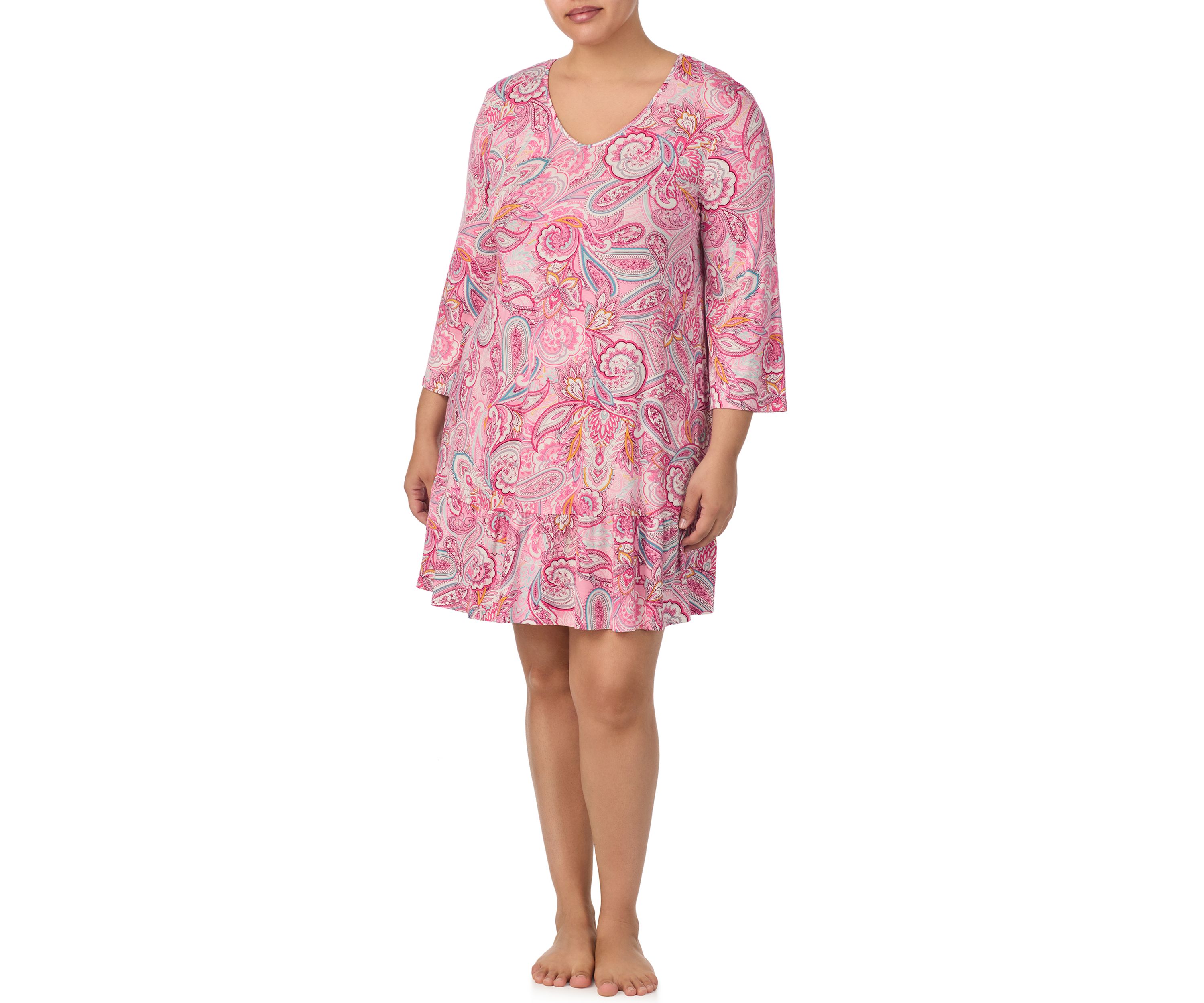 Plus Size 3/4 Sleeve Tunic Nightgown