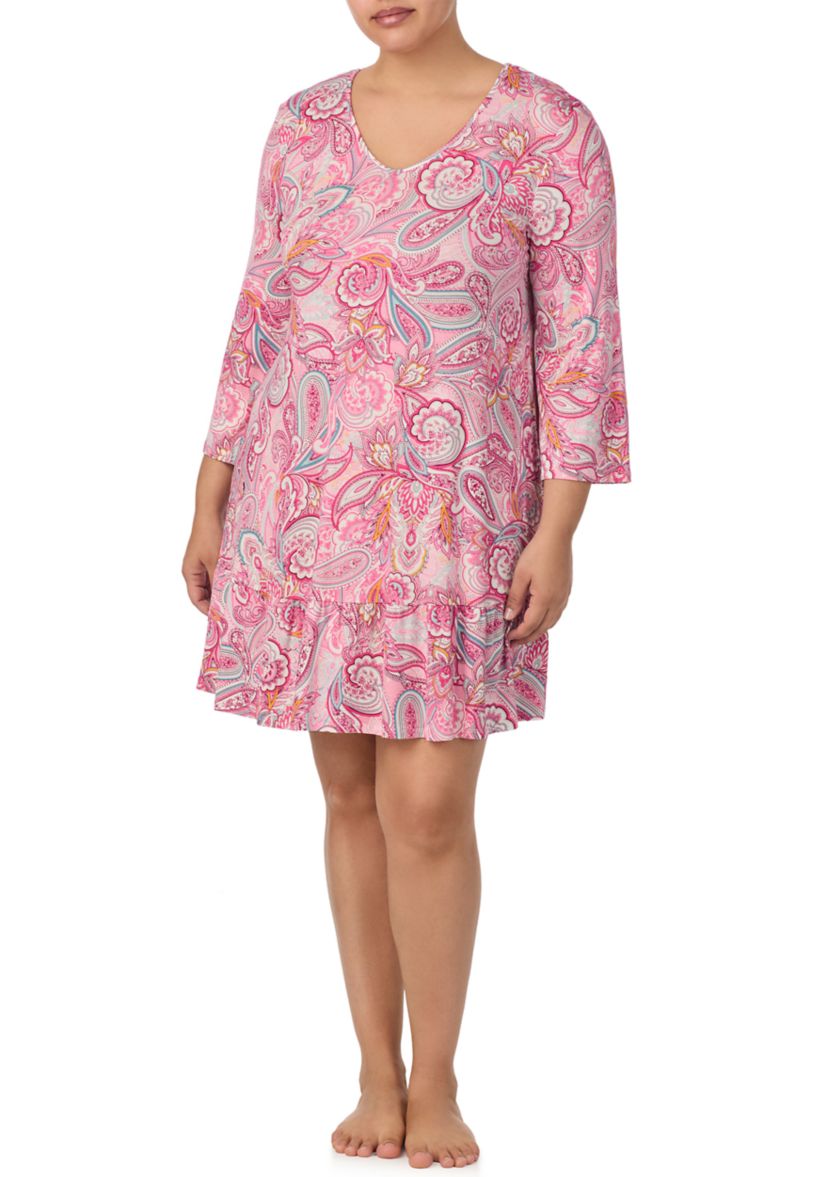 Plus Size 3/4 Sleeve Tunic Nightgown