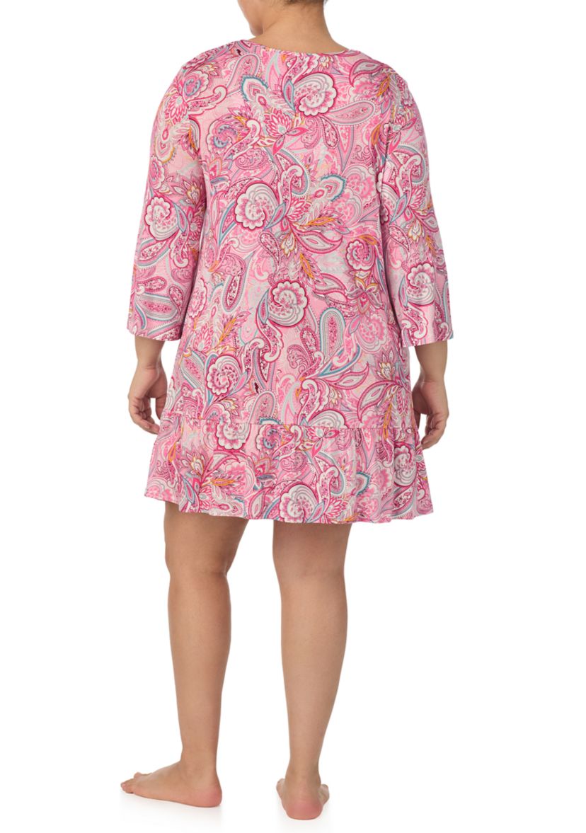 Plus Size 3/4 Sleeve Tunic Nightgown