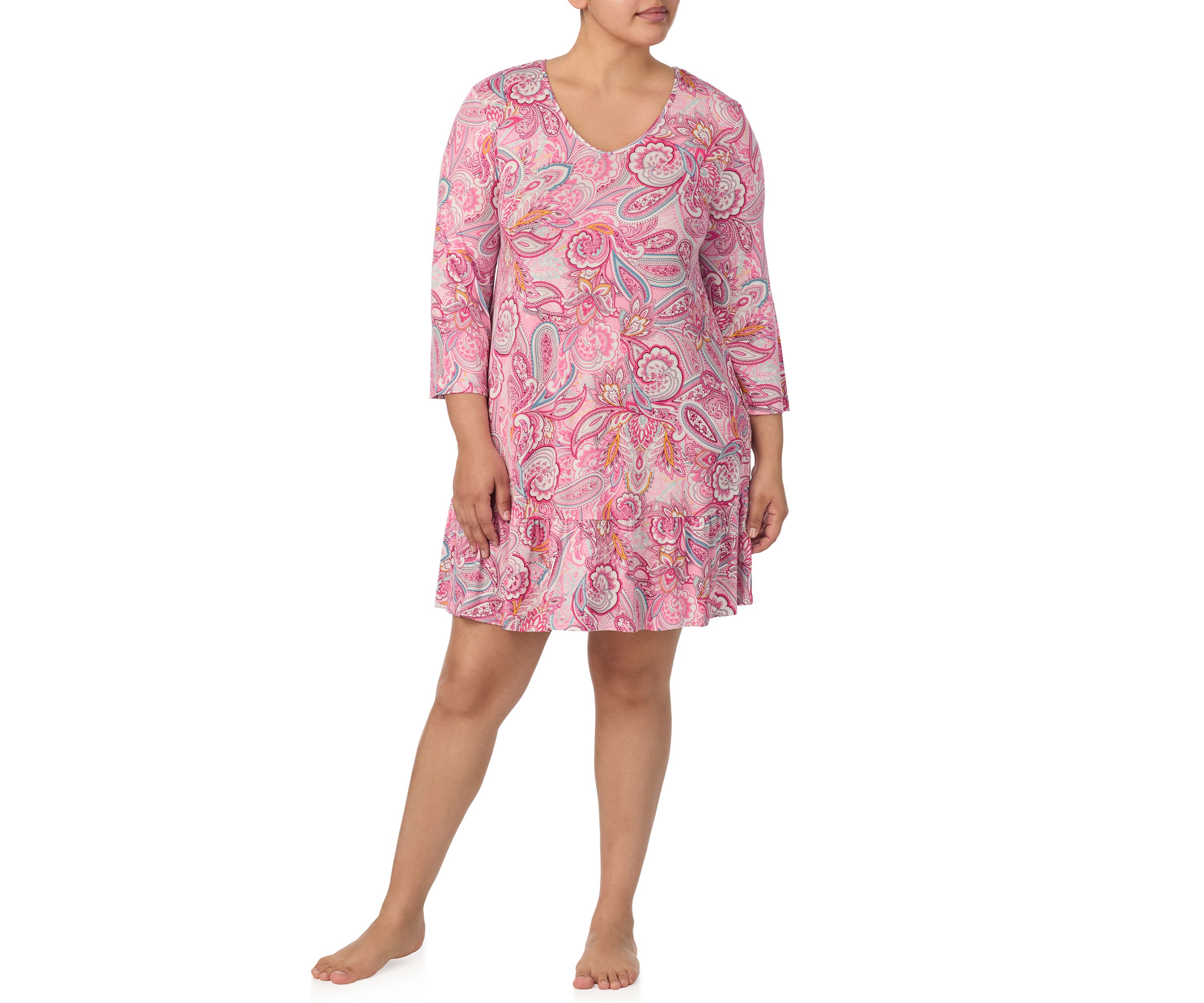 Plus Size 3/4 Sleeve Tunic Nightgown
